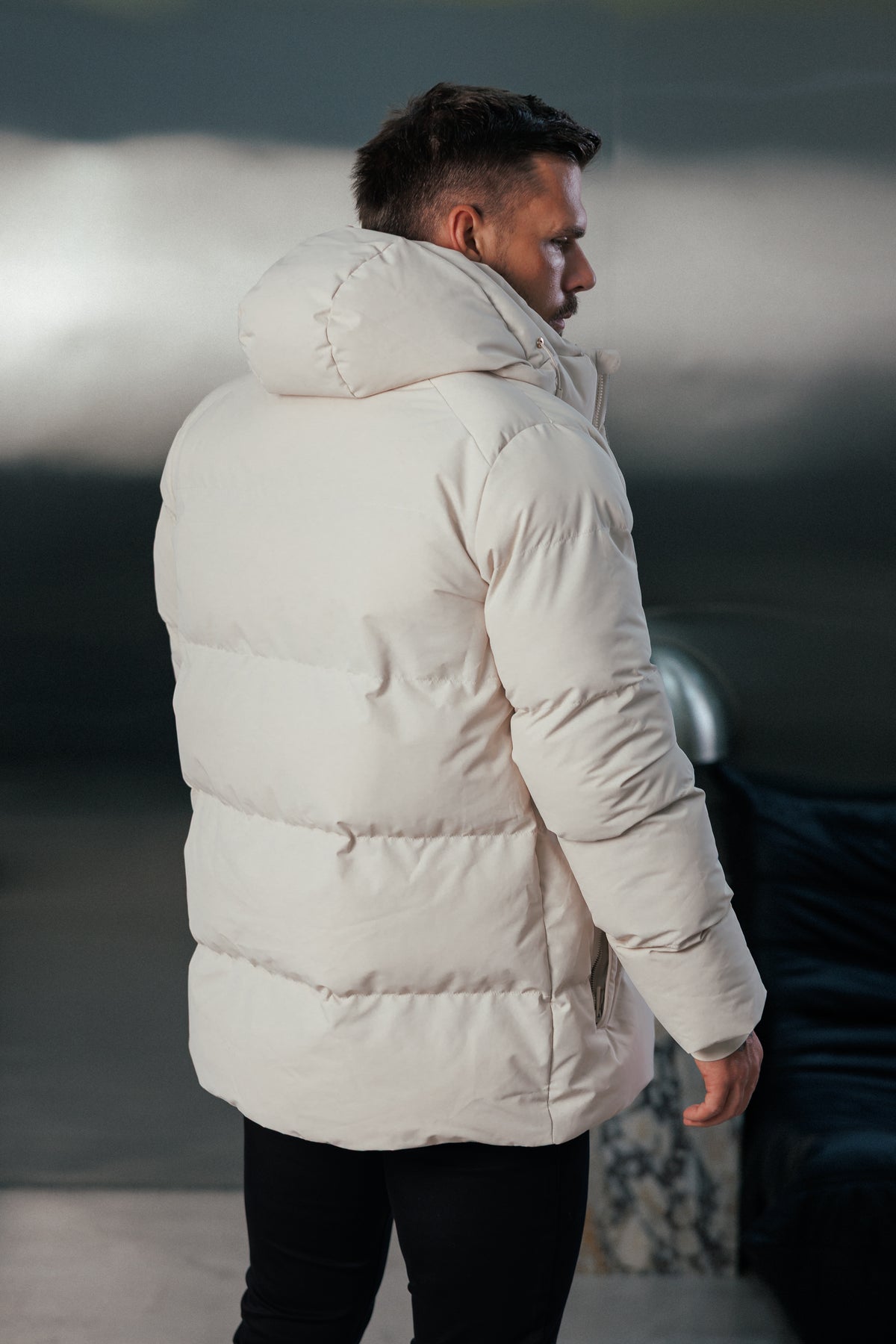 Light Beige Padded Coat with Hood - FSN239 (PRE ORDER 24TH OCTOBER)
