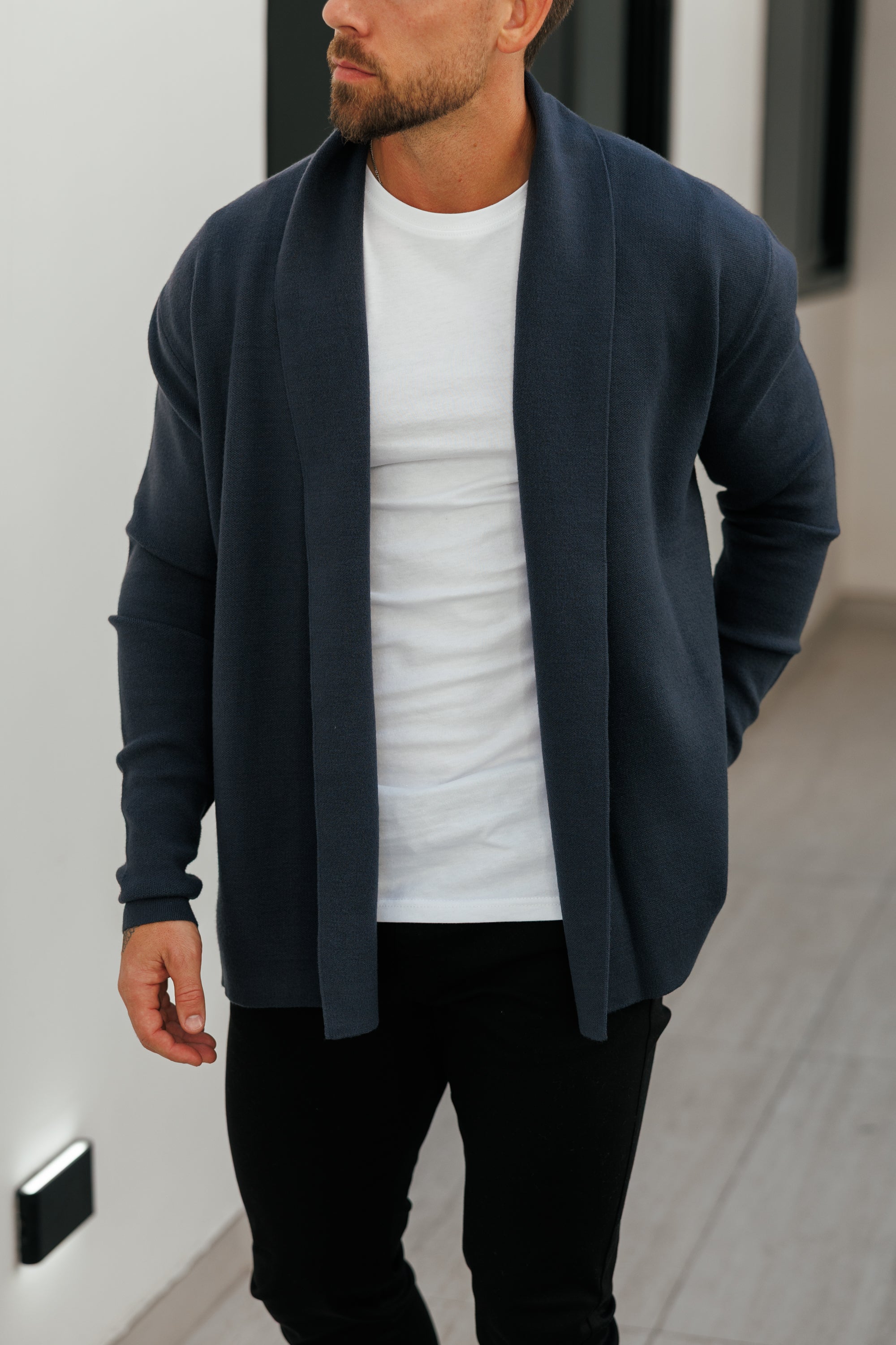Soft Touch Shawl Cardigan Charcoal - FSA004