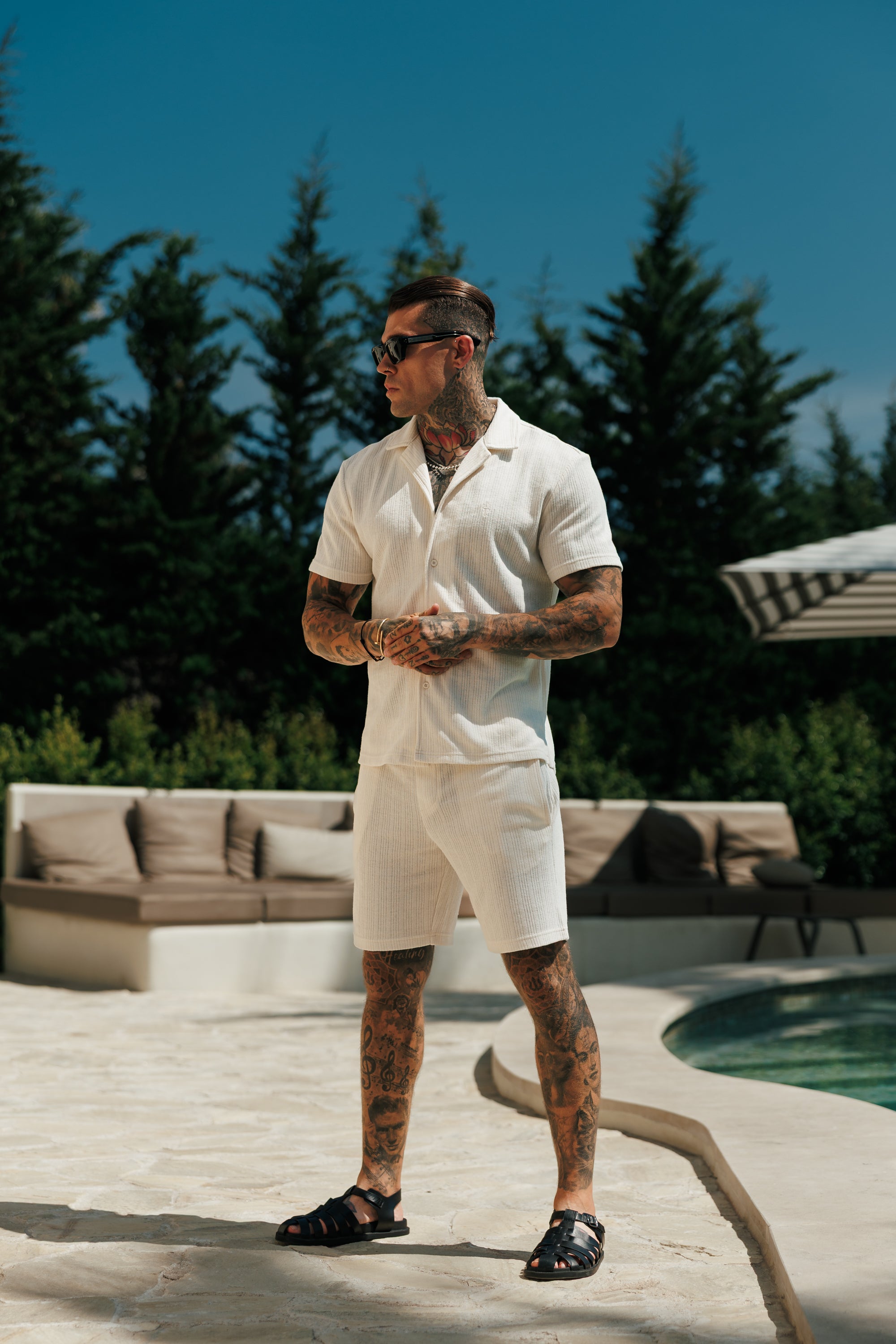Waffle Revere Short Sleeve Shirt Off White - FSR109