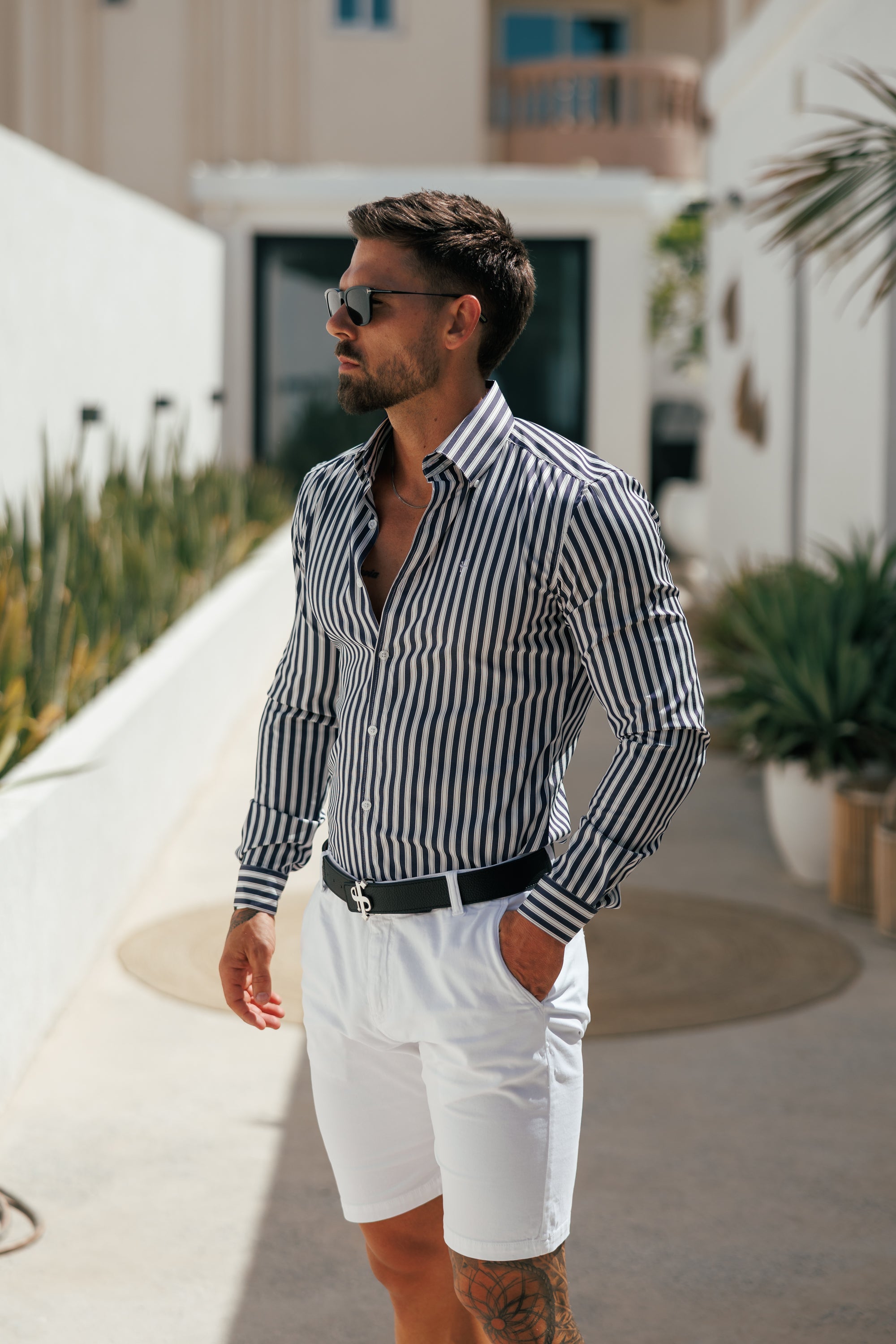 Slim Fit Ecru Chino Shorts - FSH228