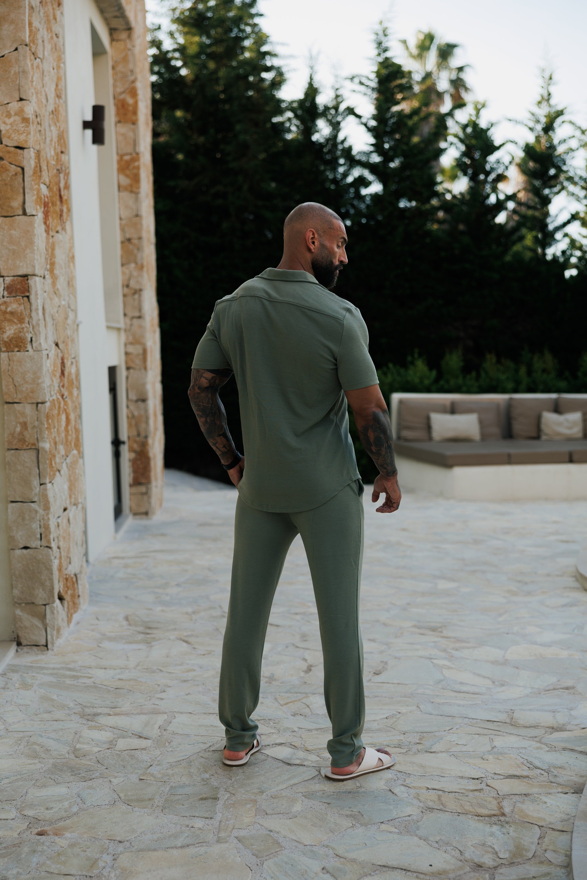 Jersey Cord Slim Olive Trousers - FSR088 (PRE ORDER 15TH JUNE)