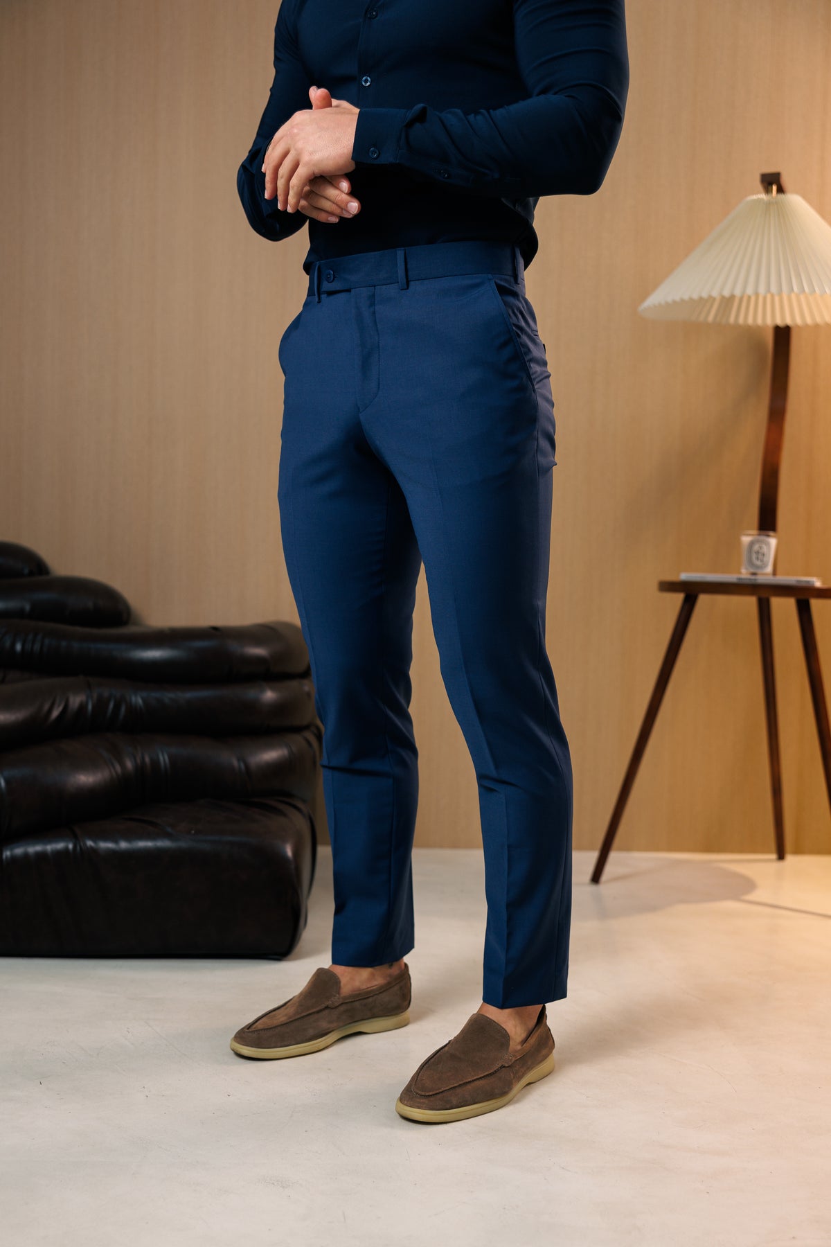 Relaxed Formal Midnight Blue Stretch Trousers - FSTR025 RELAXED