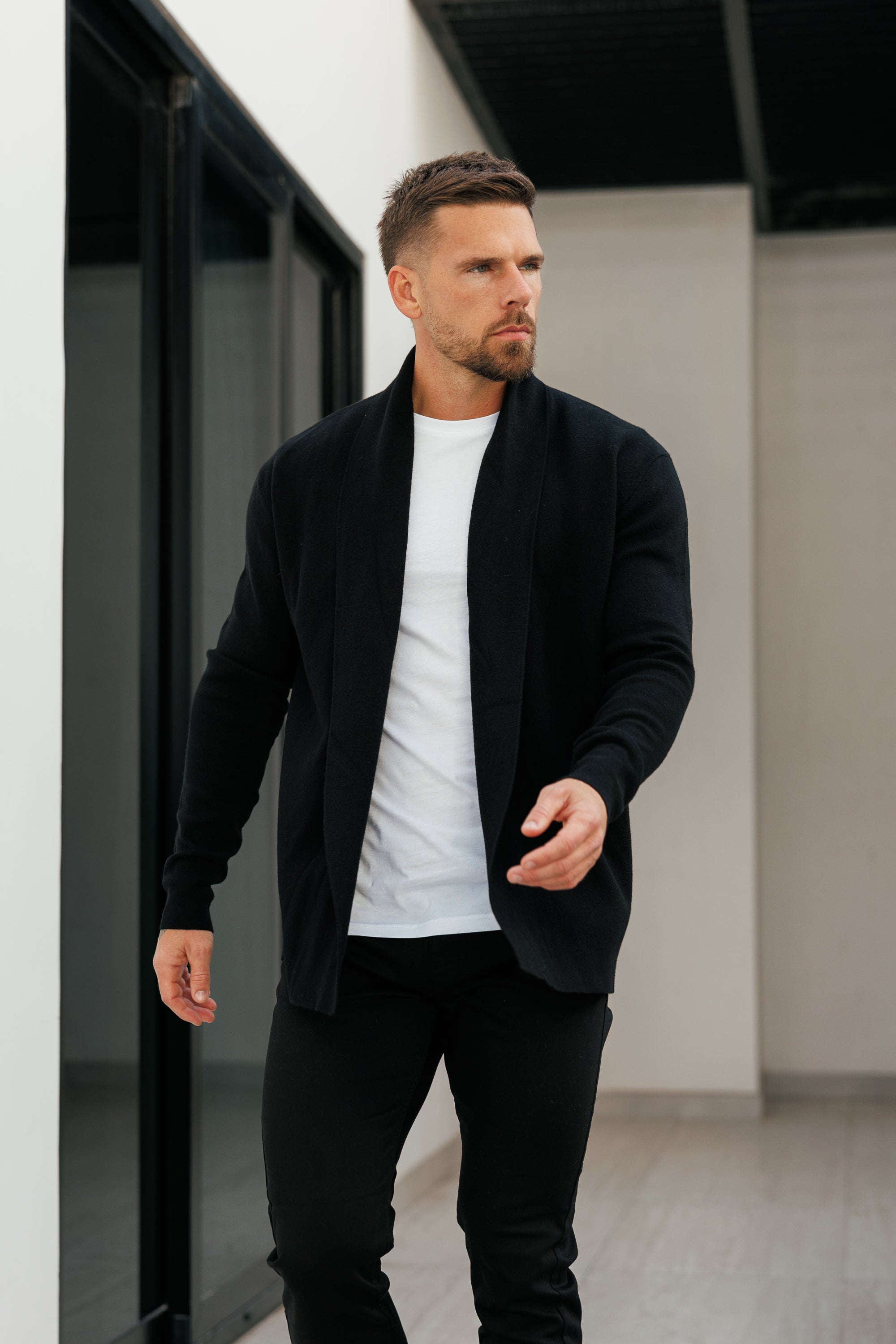 Soft Touch Shawl Cardigan Black - FSA001