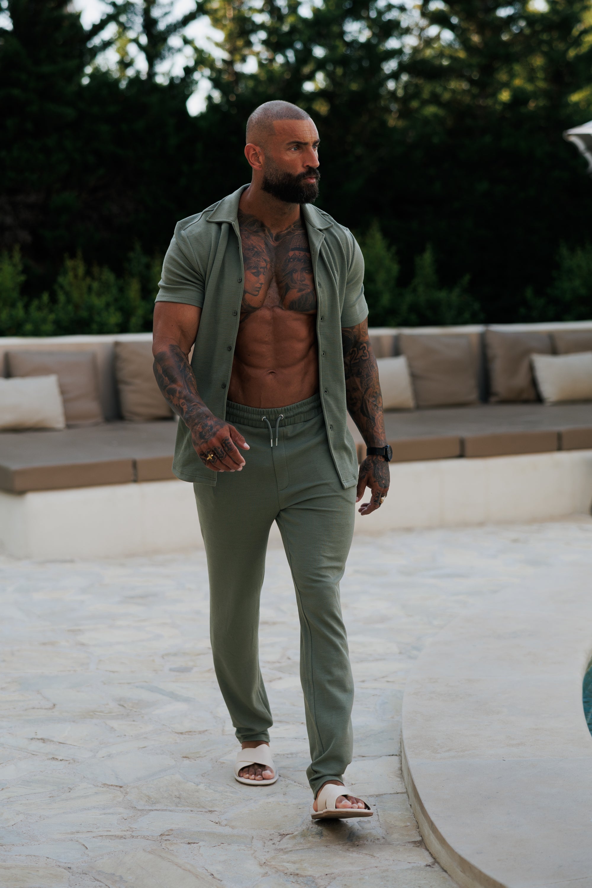 Jersey Cord Slim Olive Trousers - FSR088 (PRE ORDER 15TH JUNE)