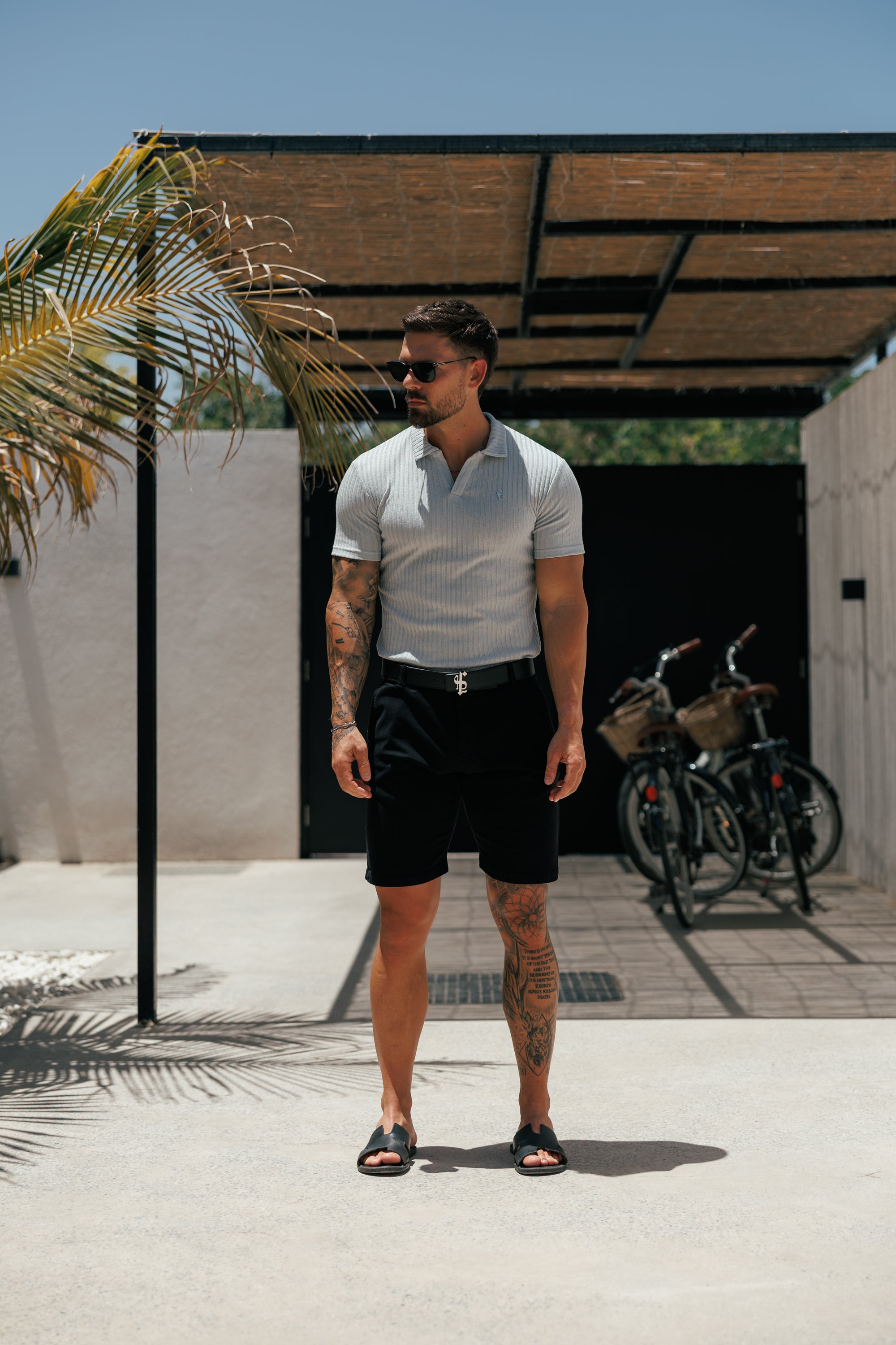 Light Grey / Silver Ribbed Revere Short Sleeve Polo Shirt - FSH1461 (PRE ORDER 16TH JUNE)