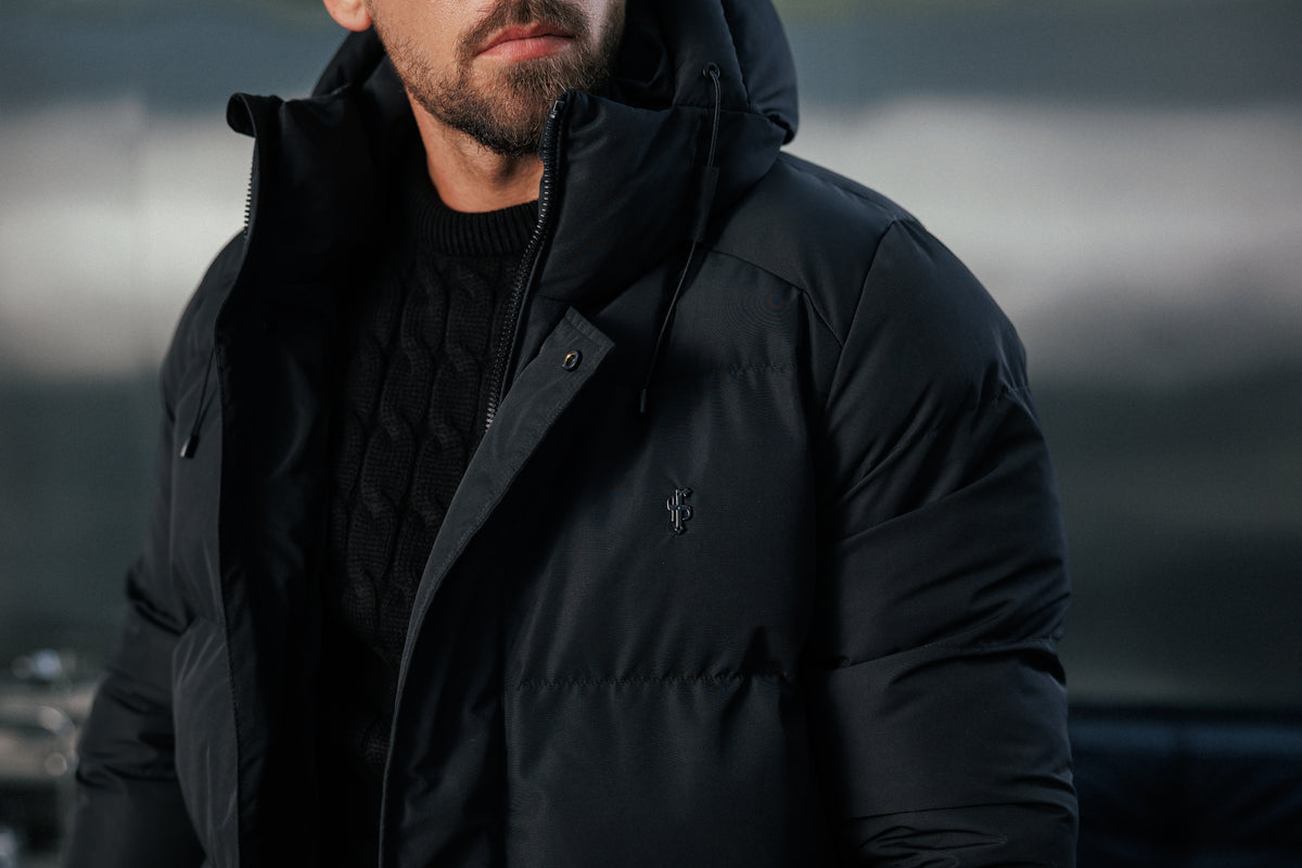 Black Padded Coat with Hood - FSN234E (PRE ORDER 24TH OCTOBER)