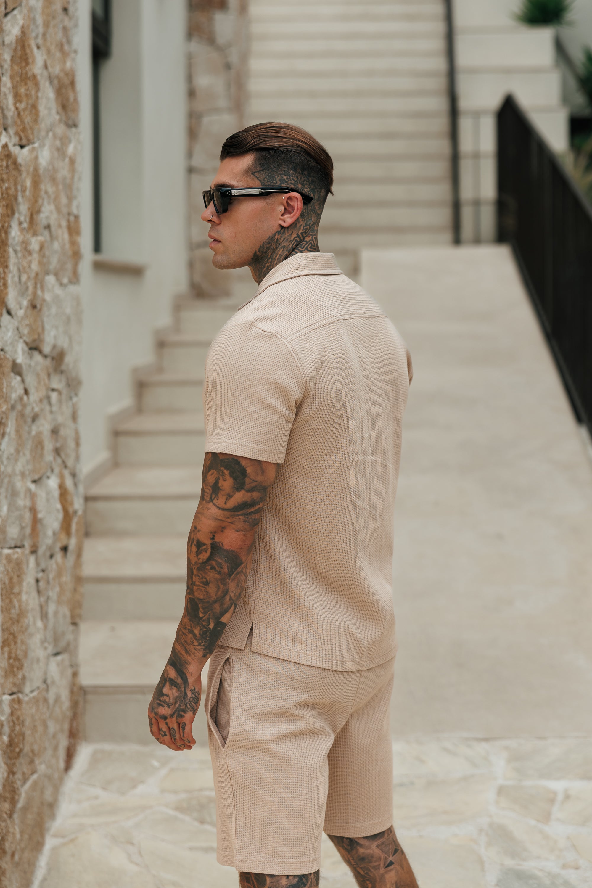 Waffle Revere Short Sleeve Shirt Beige - FSR110 (PRE ORDER 10TH AUGUST)