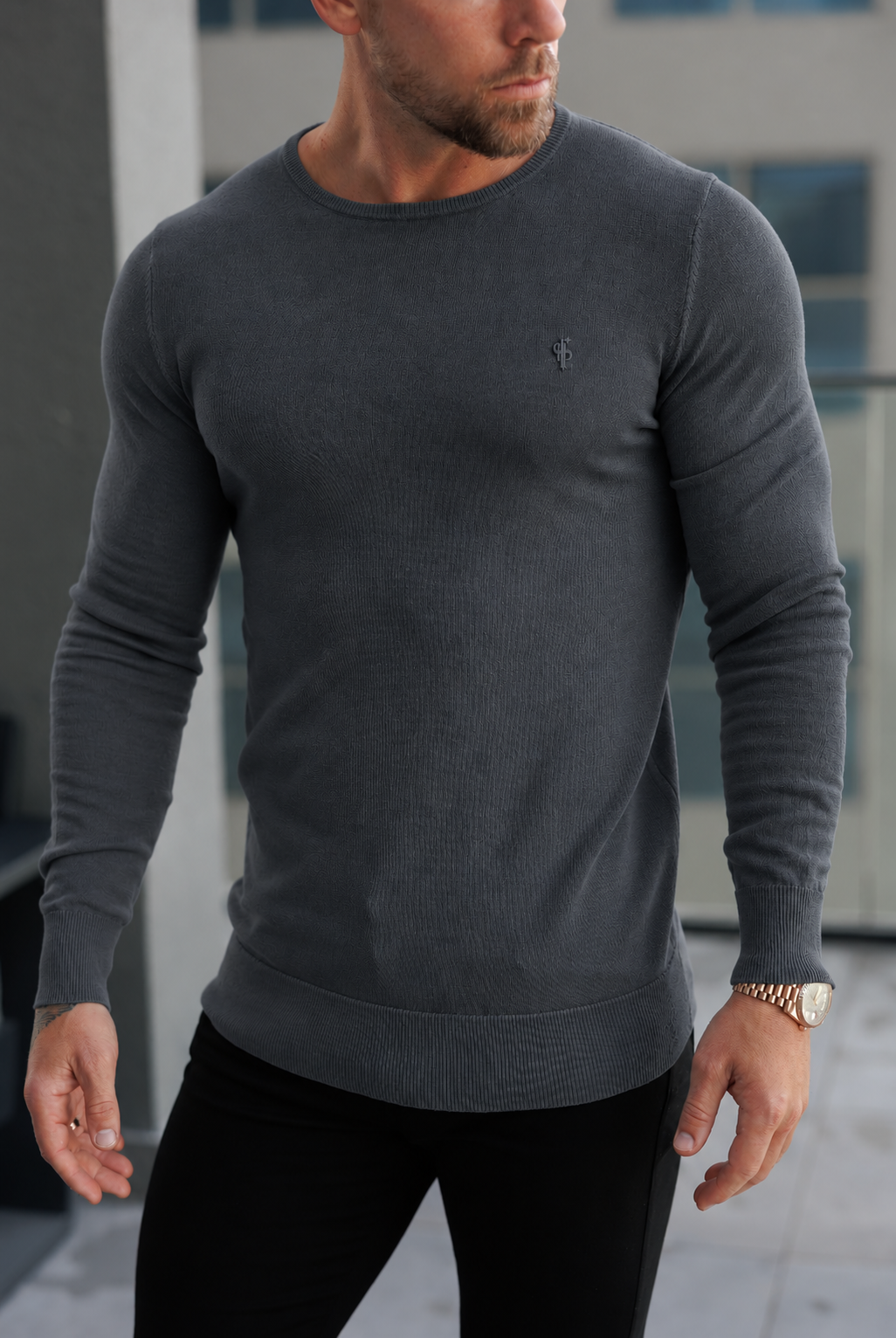 Plain Crew Gunpowder Soft Touch Knit Jumper - FSA101