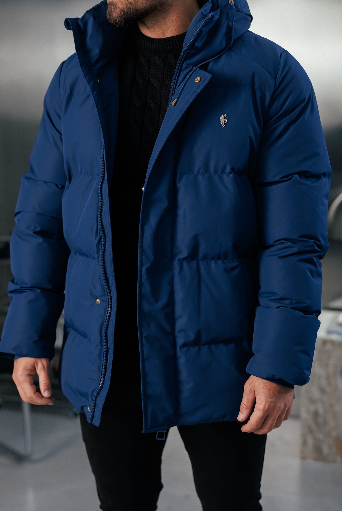 Navy Padded Coat with Hood - FSN238 (PRE ORDER 24TH OCTOBER)