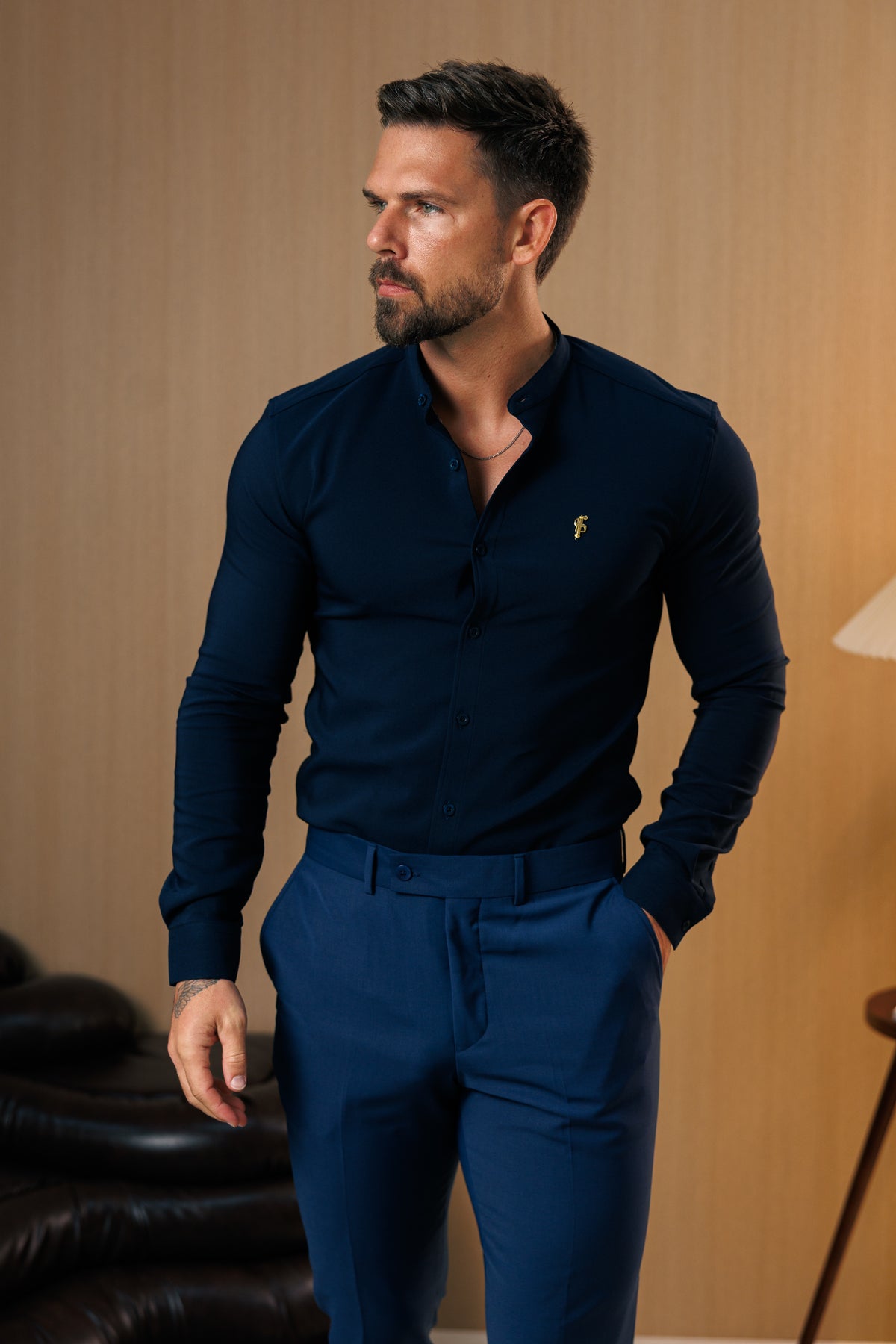 Relaxed Formal Midnight Blue Stretch Trousers - FSTR025 RELAXED