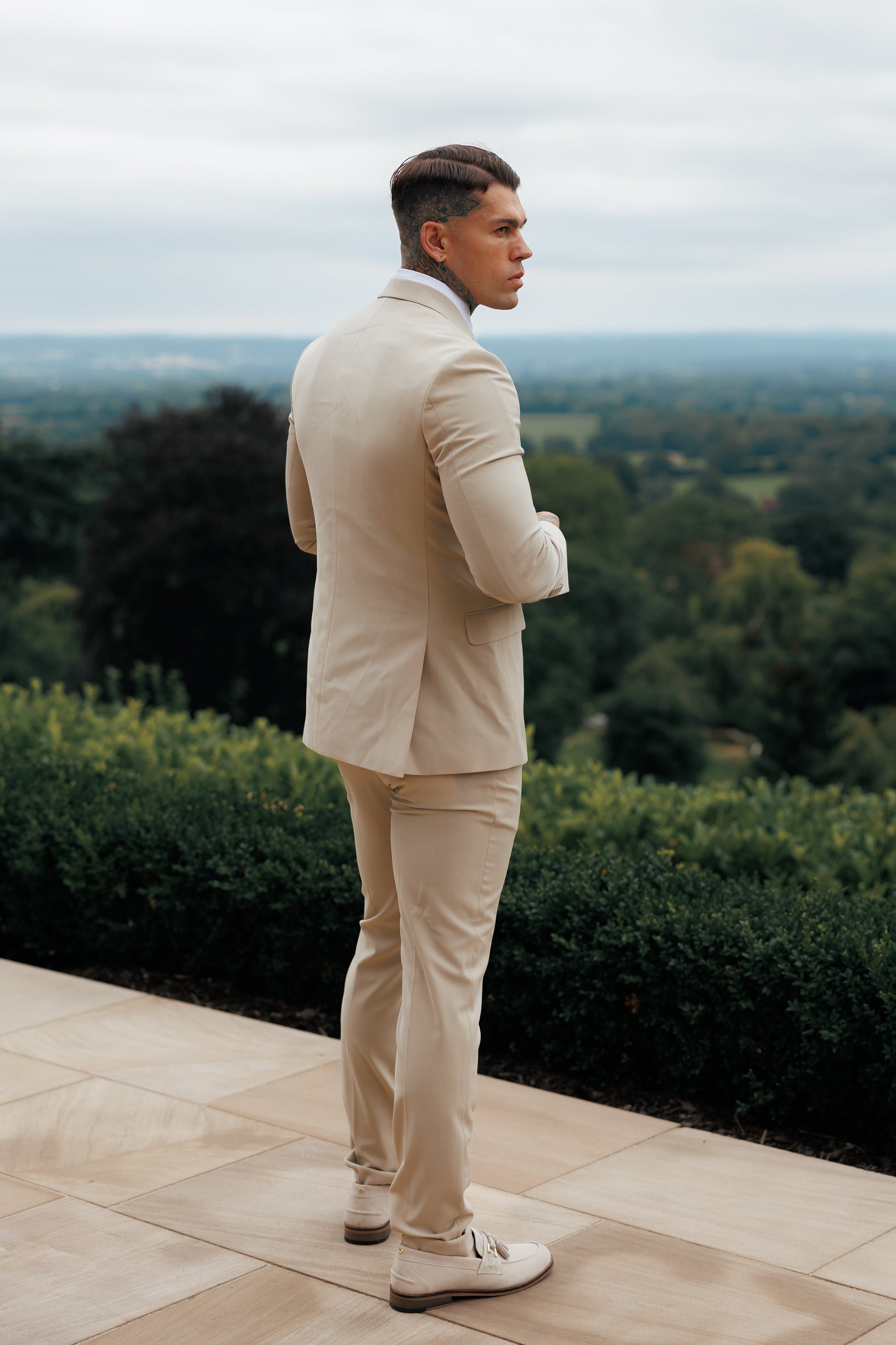 Slim Formal Beige Stretch Trousers - FST038