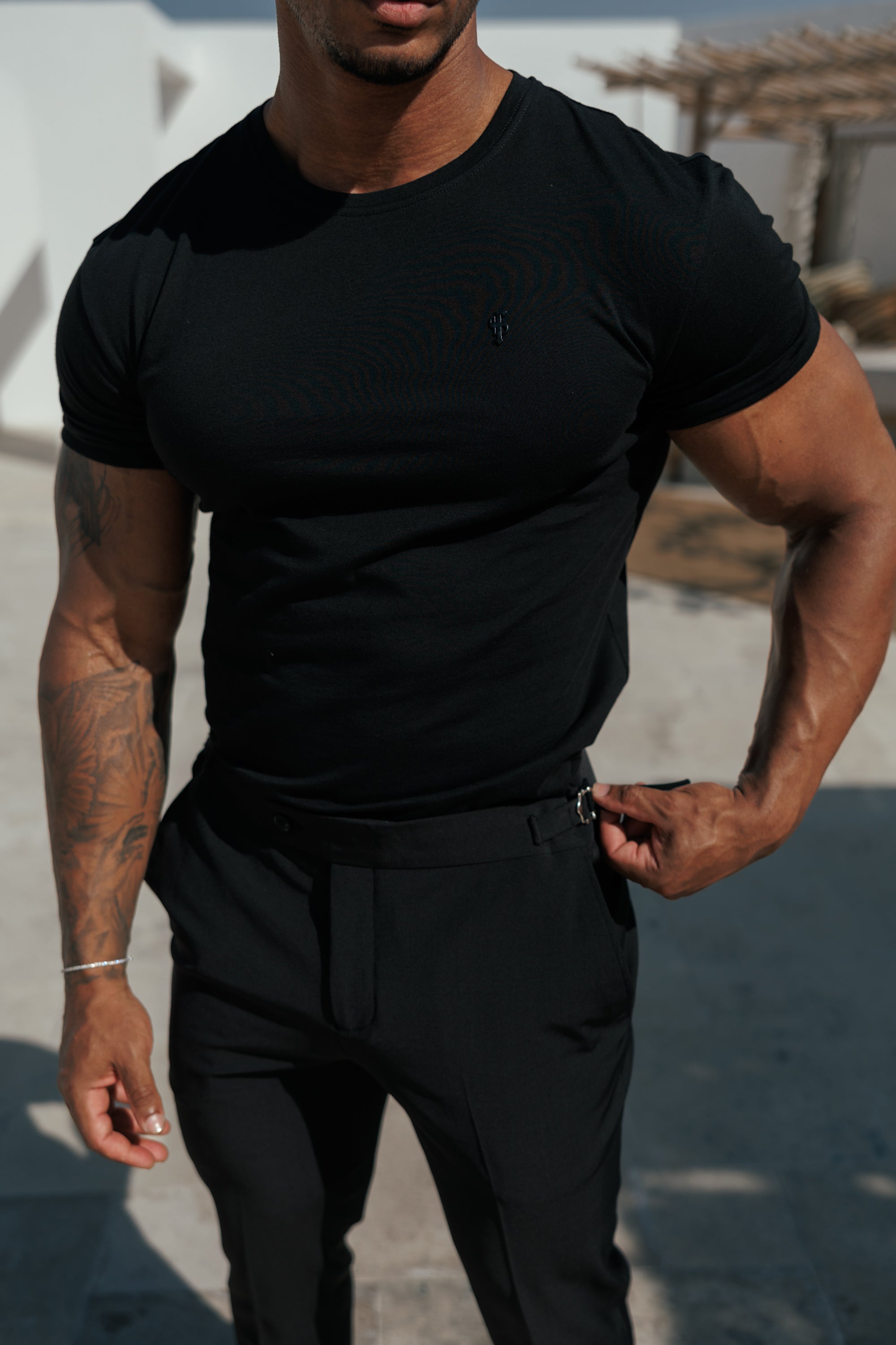 Black Crew Tshirt with Black Metal Emblem Decal FSH1454 (PRE ORDER 11TH MAY)