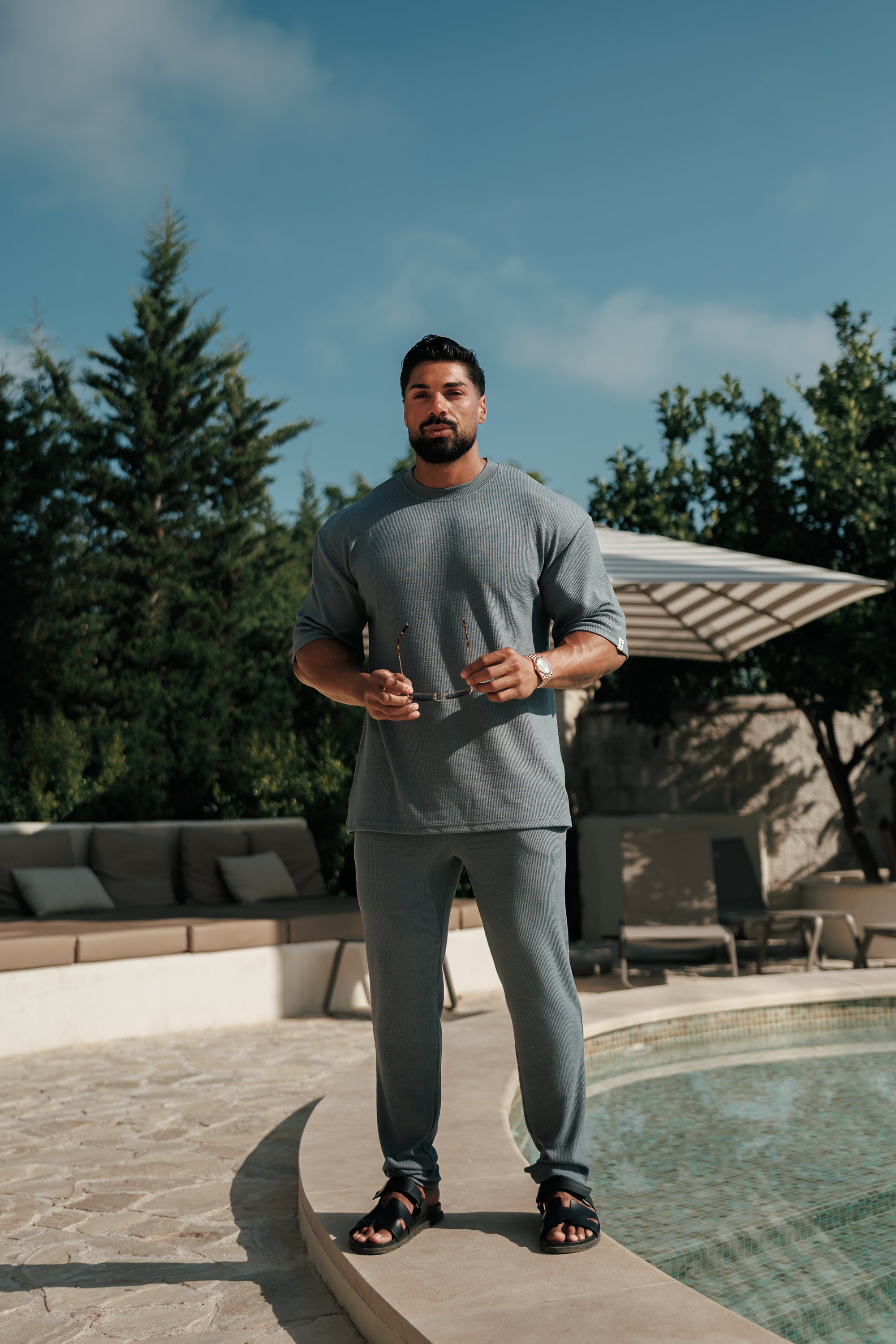 Jersey Cord Slim Gunmetal Trousers - FSR092 (PRE ORDER 15TH JUNE)