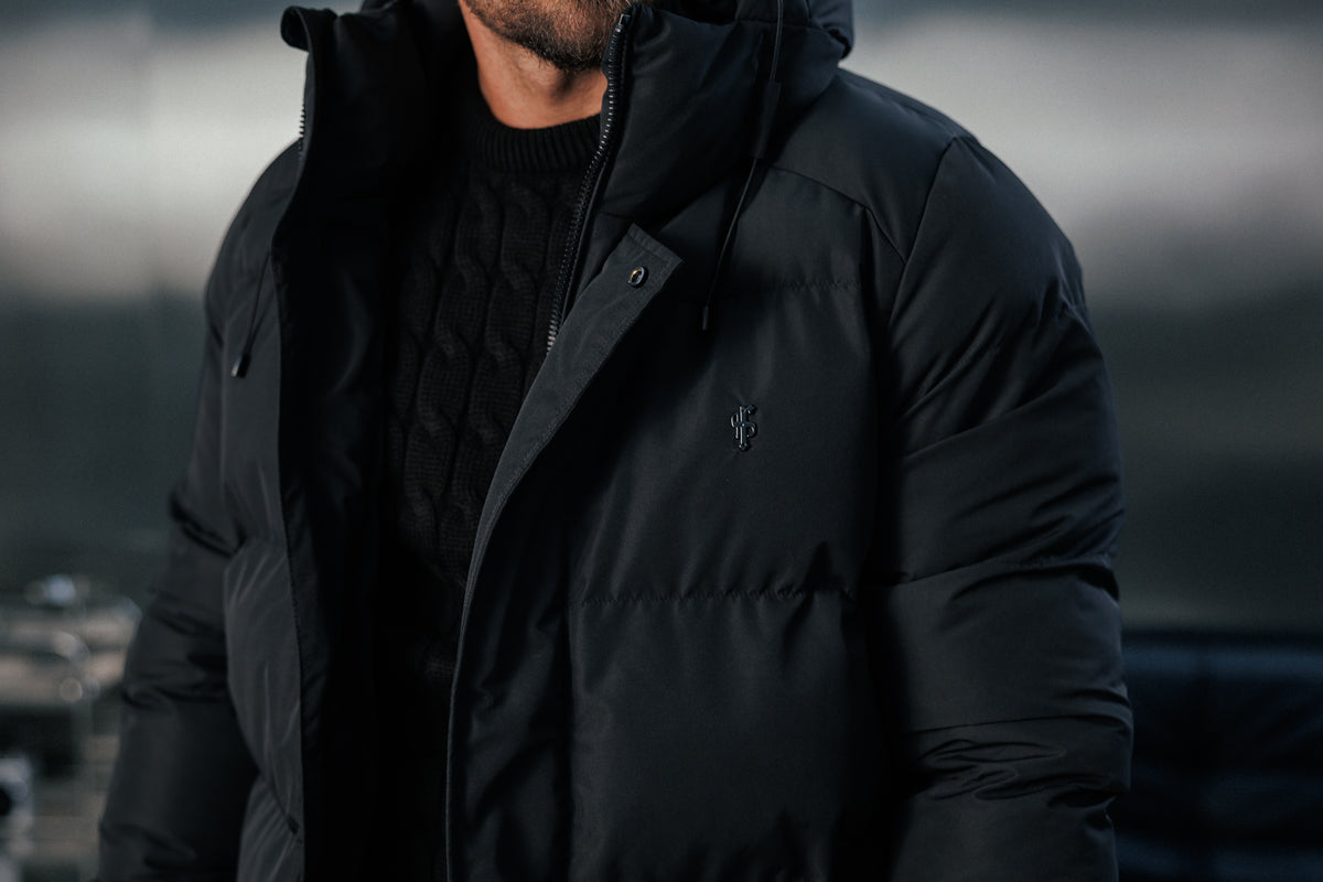 Black Padded Coat with Hood - FSN234E (PRE ORDER 24TH OCTOBER)