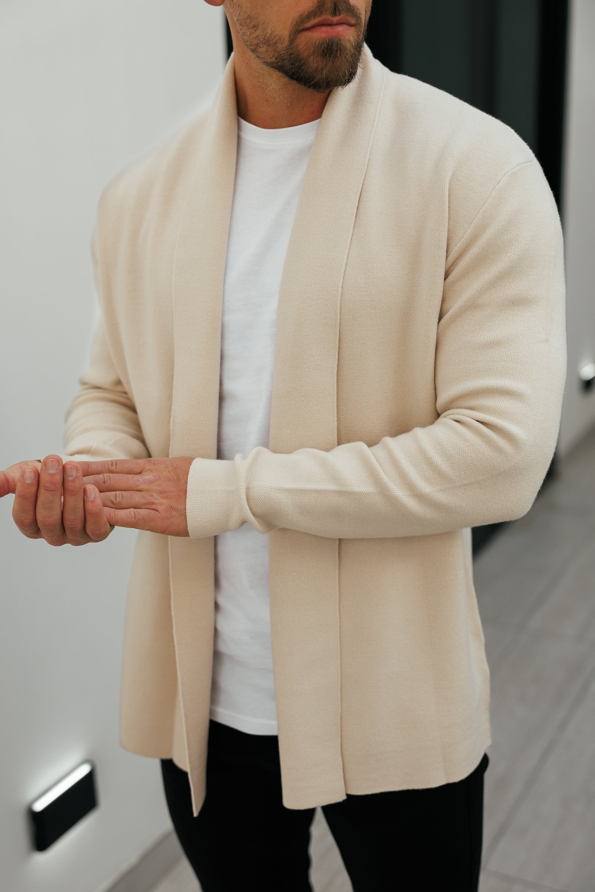 Soft Touch Shawl Cardigan Beige - FSA003
