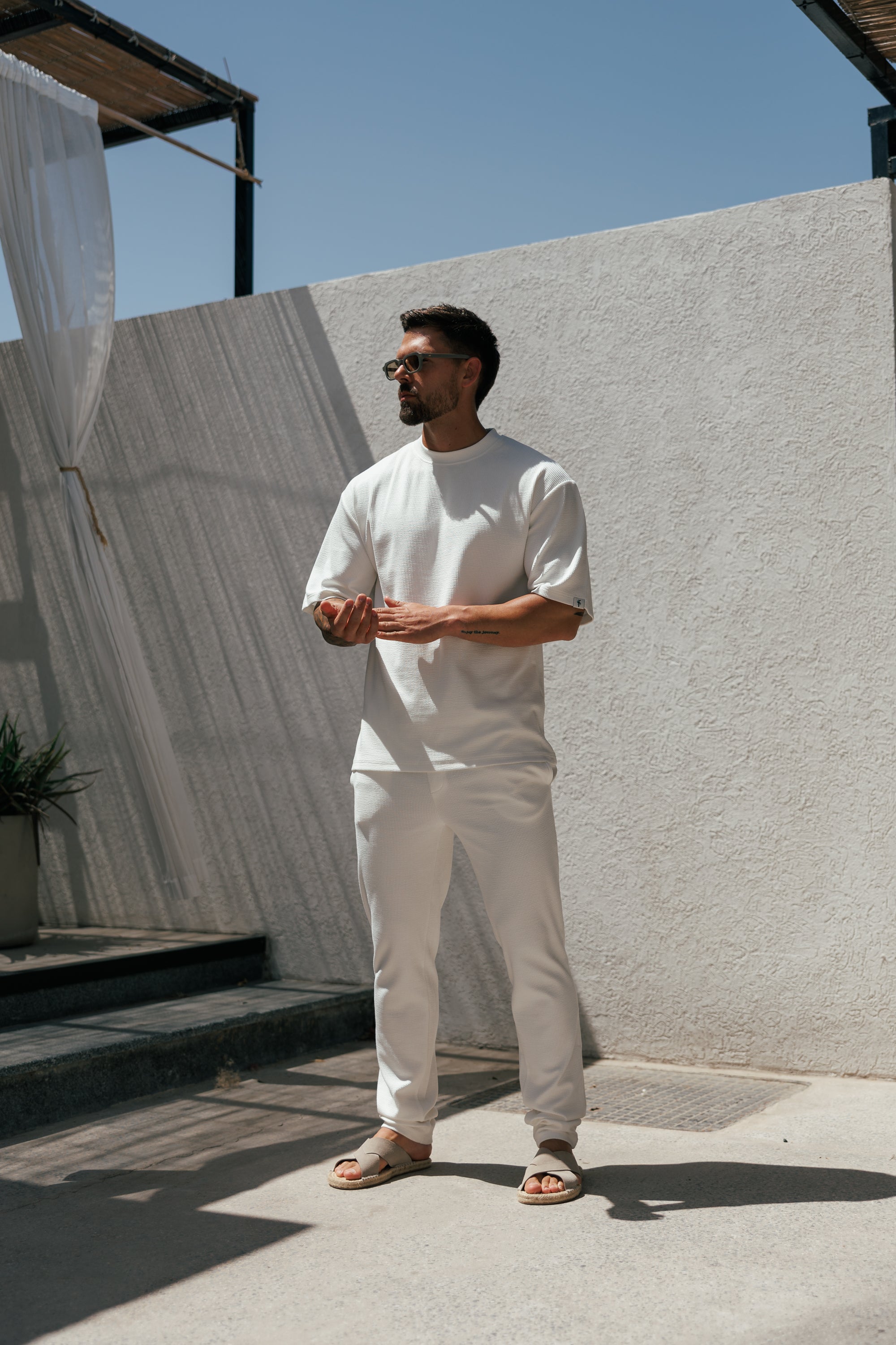 Jersey Cord White Oversized T-Shirt - FSR101 (PRE ORDER 12TH JUNE)