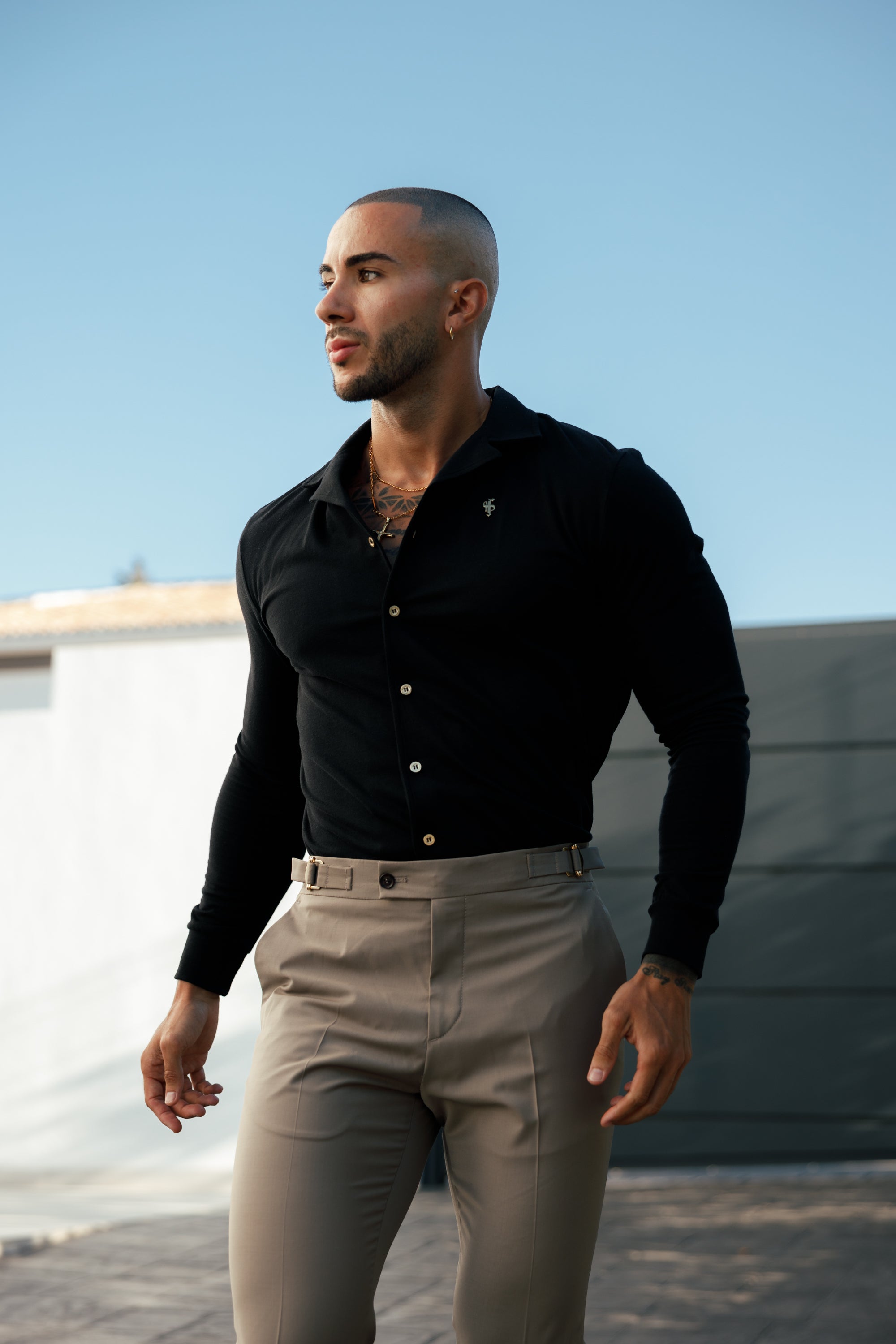 Slim Formal Tabaco Stretch Trousers with Side Adjusters - FST023