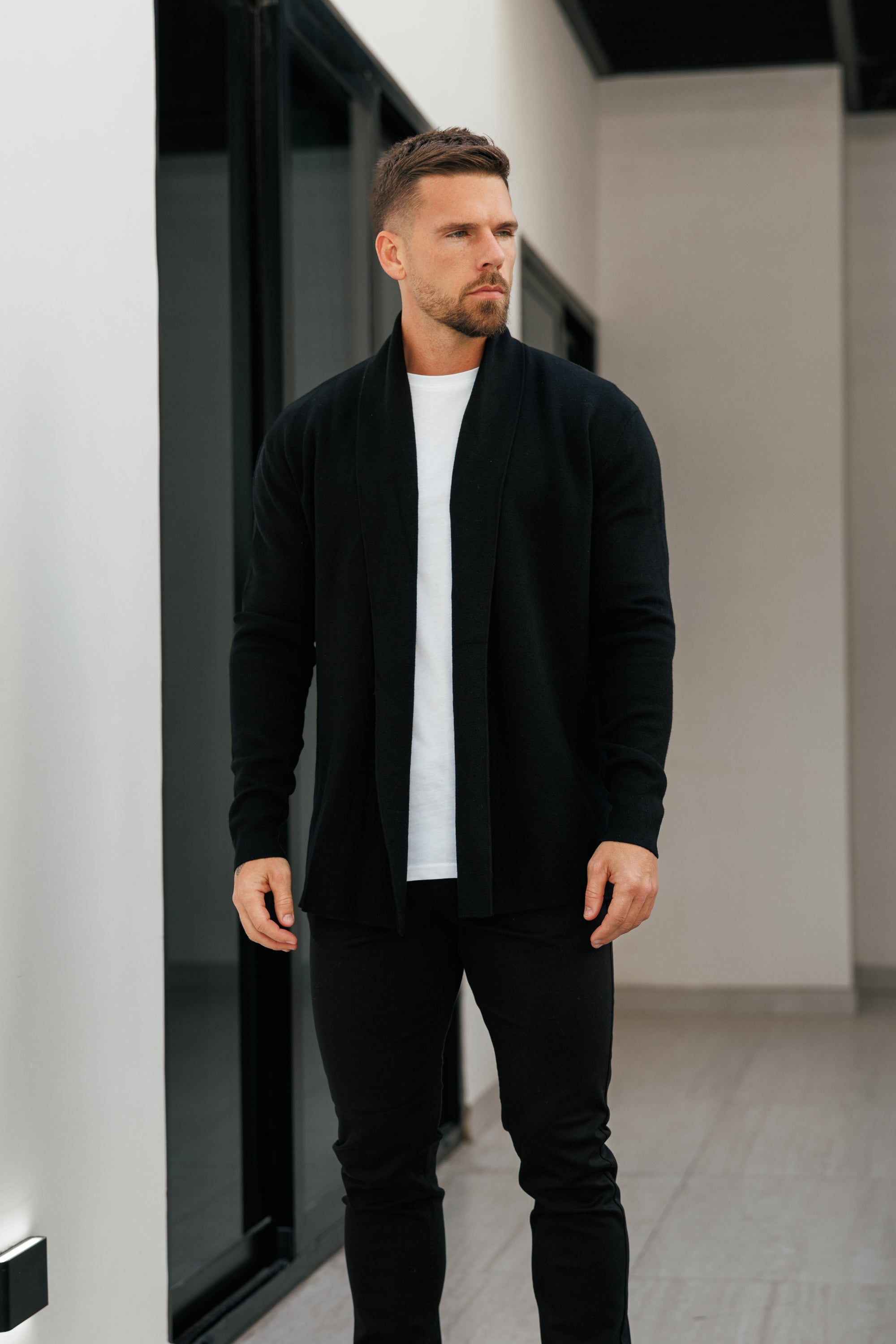 Soft Touch Shawl Cardigan Black - FSA001