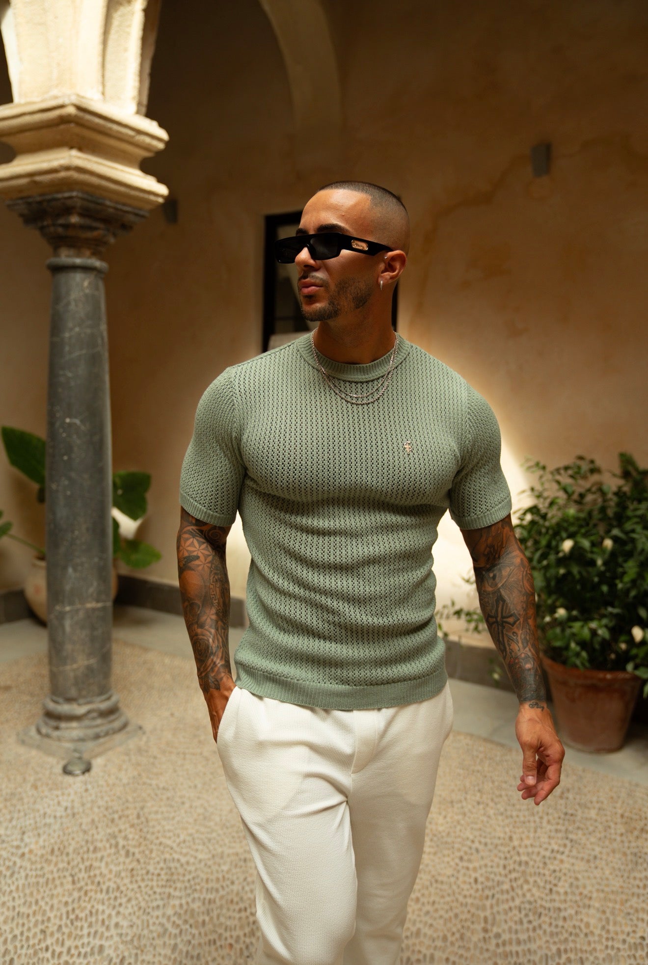 Light Green Viscose Plain Knitted Short Sleeve T-Shirt - FSJ188 (PRE ORDER 12TH AUGUST)