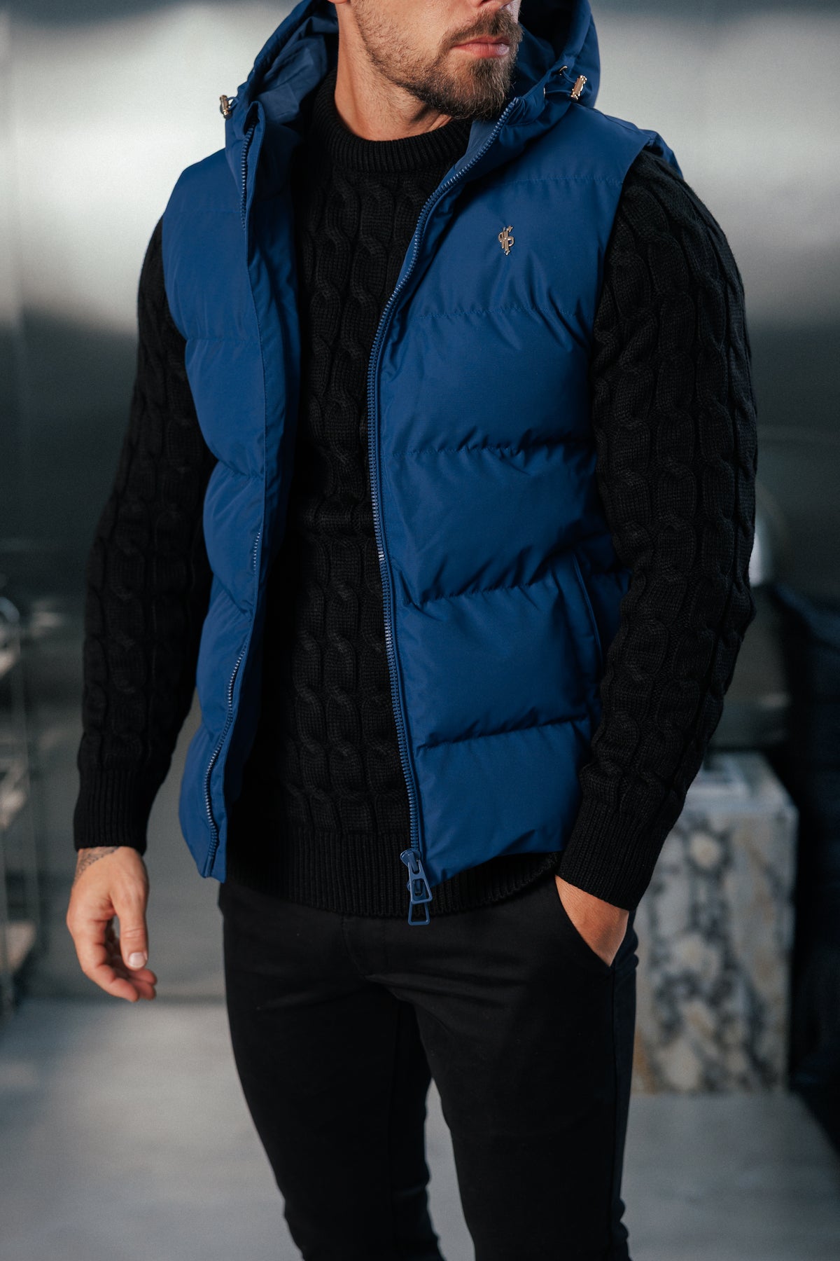 Navy Padded Hooded Gilet - FSN242 (PRE ORDER 24TH OCTOBER)