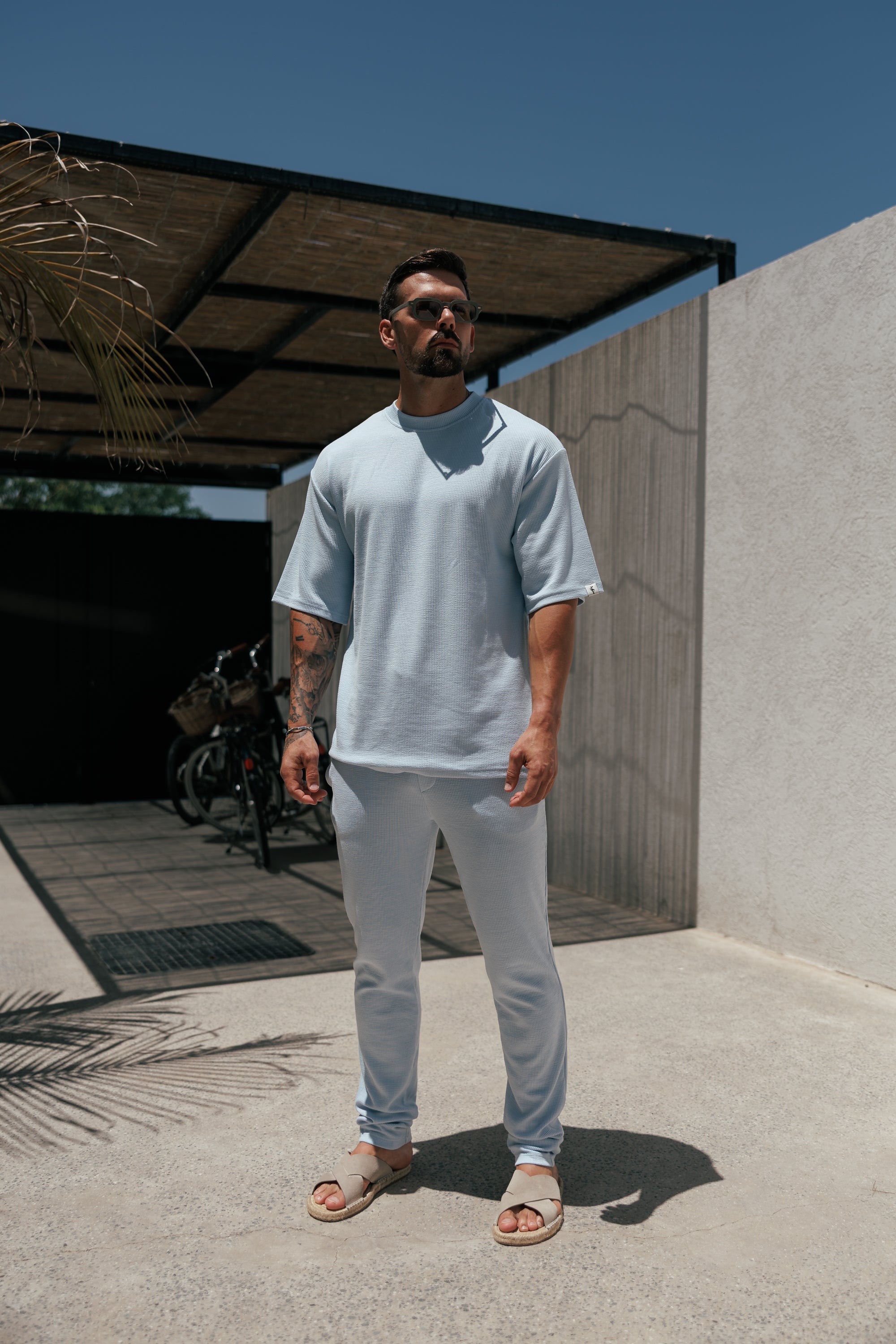 Jersey Cord Slim Light Blue Trousers - FSR090 (PRE ORDER 12TH JUNE)