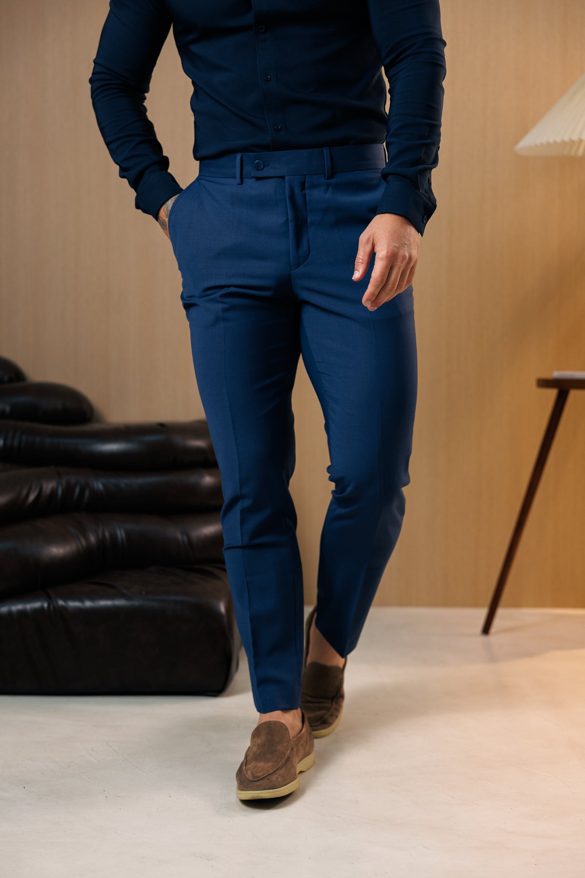 Relaxed Formal Midnight Blue Stretch Trousers - FSTR025 RELAXED