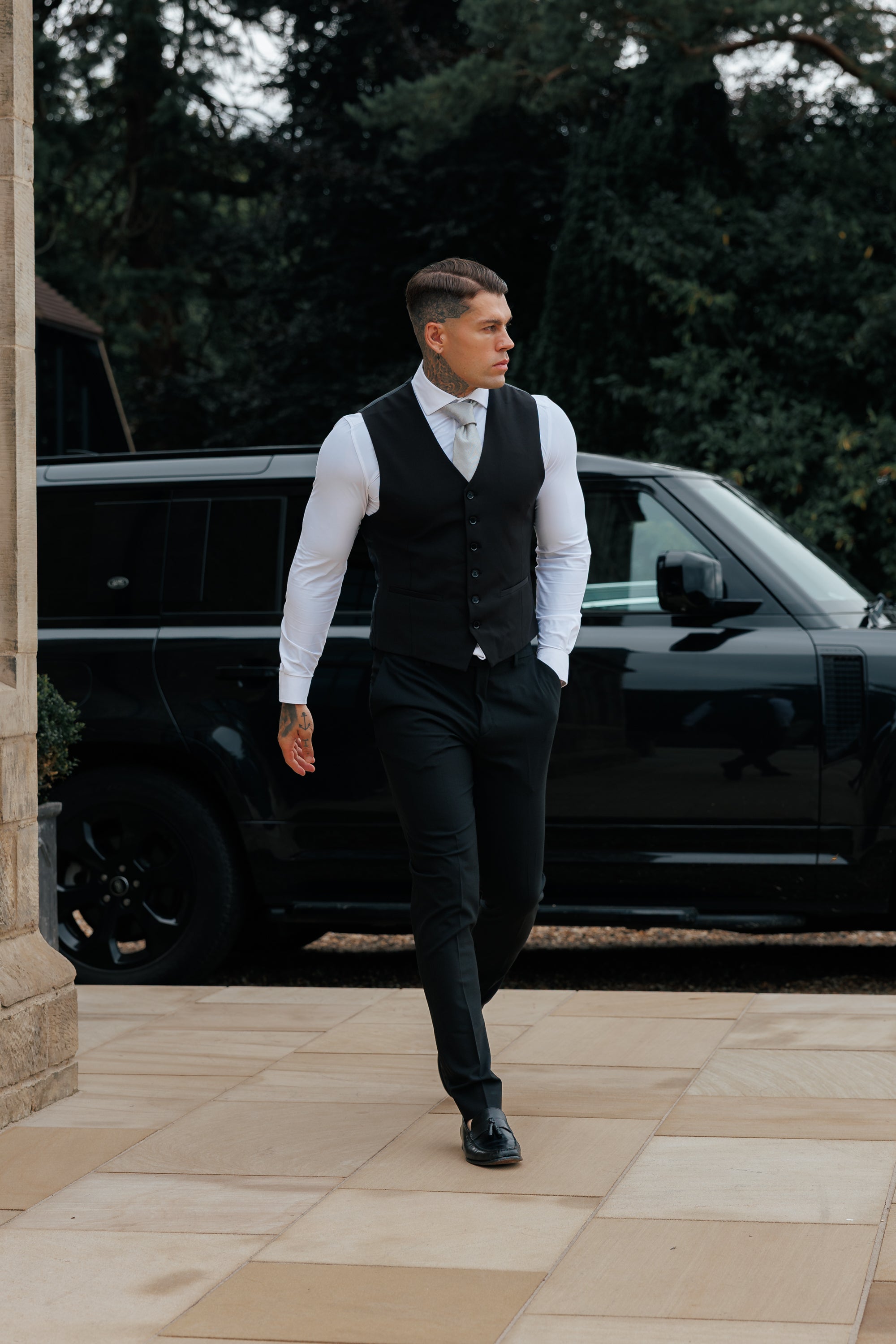 Relaxed Formal Black Stretch Trousers - FSTR020 RELAXED