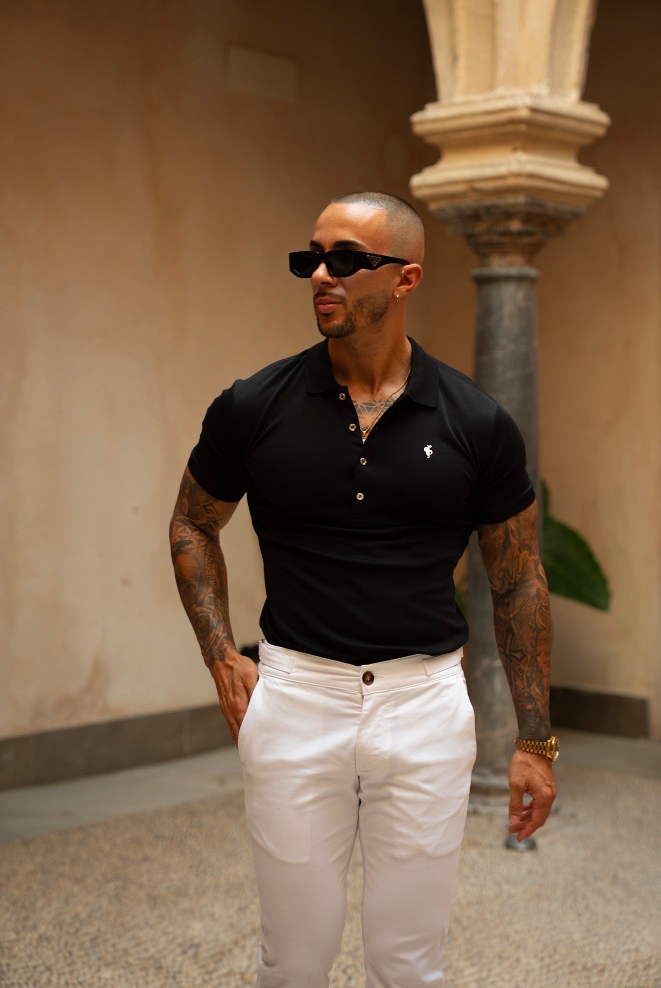 Classic Black / Silver Pima Cotton Polo Short Sleeve - FSH1546