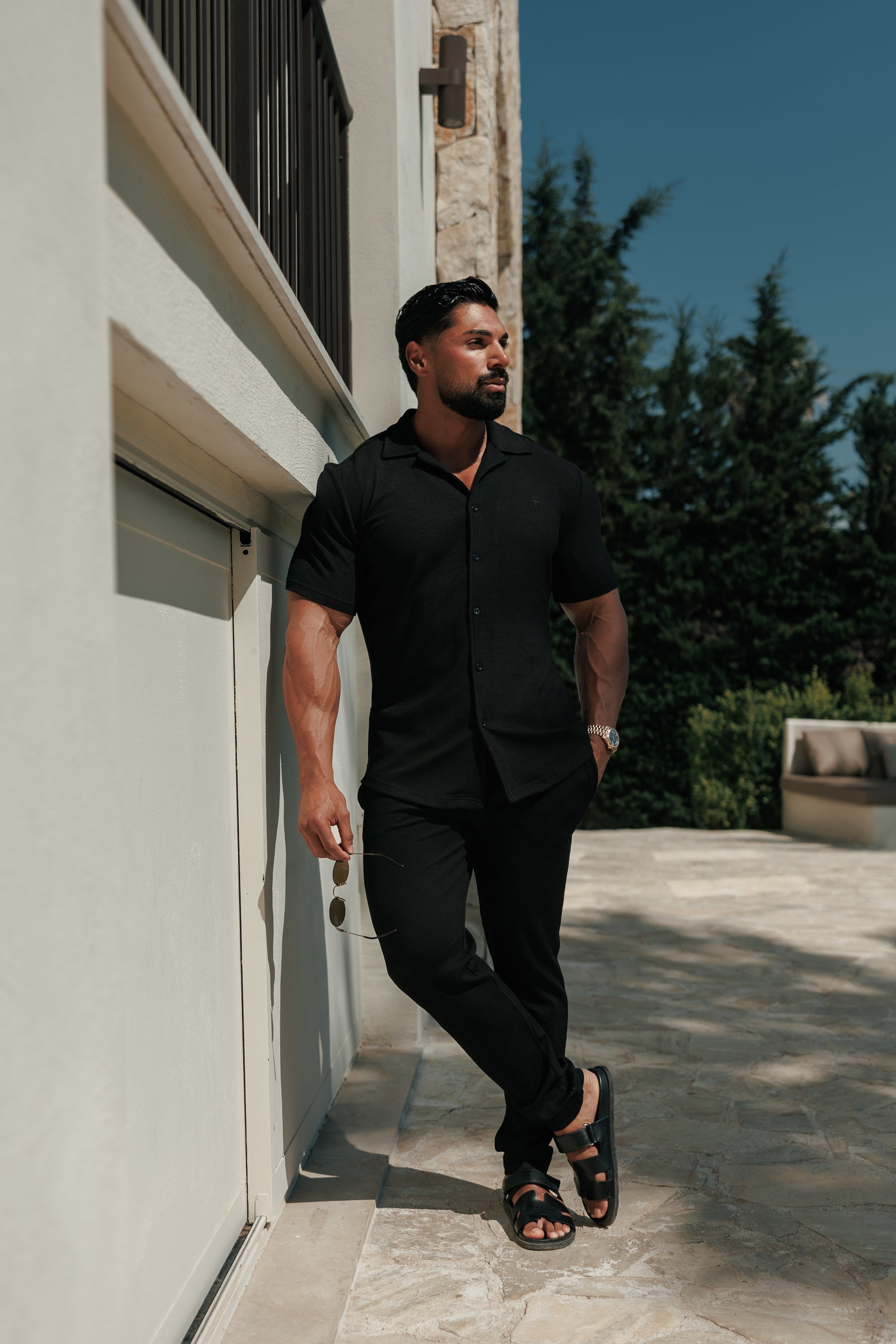 Jersey Cord Slim Black Trousers - FSR016 (PRE ORDER 15TH JUNE)