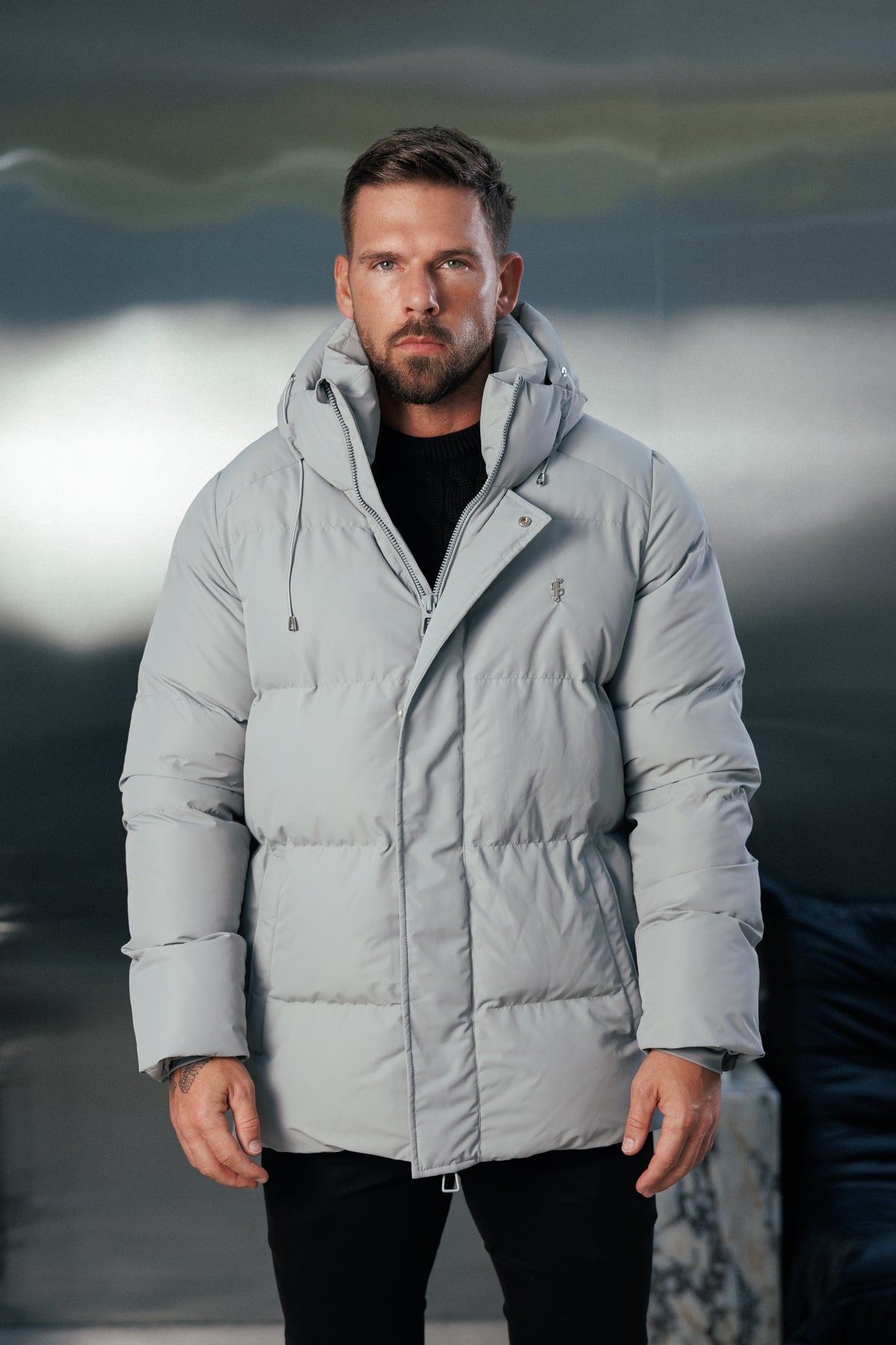 Mid Grey Padded Coat with Hood - FSN240 (PRE ORDER 24TH OCTOBER)