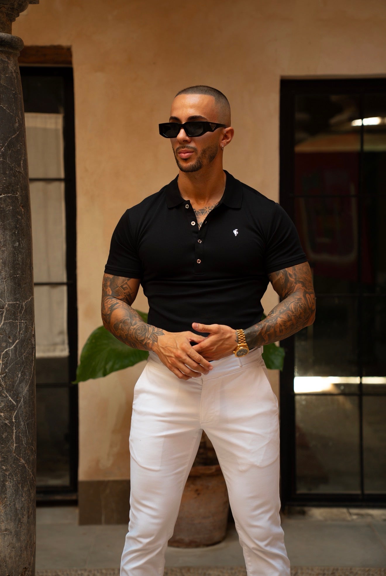 Classic Black / Silver Pima Cotton Polo Short Sleeve - FSH1546