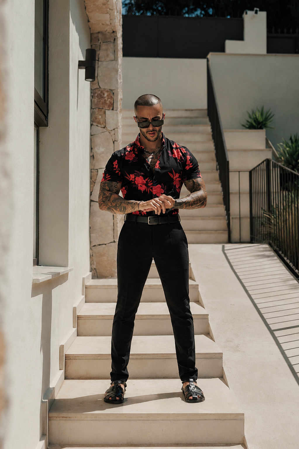 Black Chino Trousers With Belt Loops - FSH1490