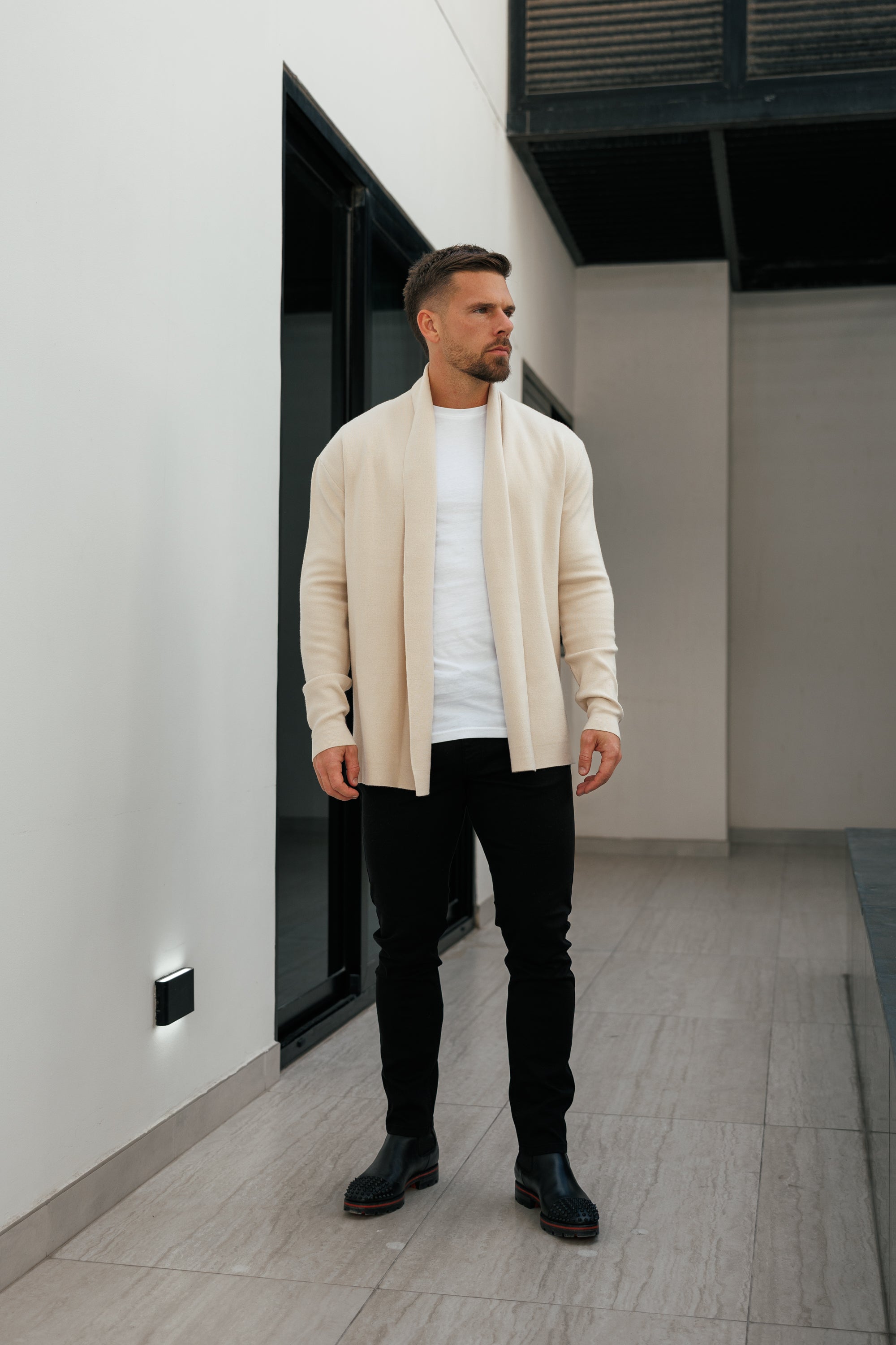 Soft Touch Shawl Cardigan Beige - FSA003