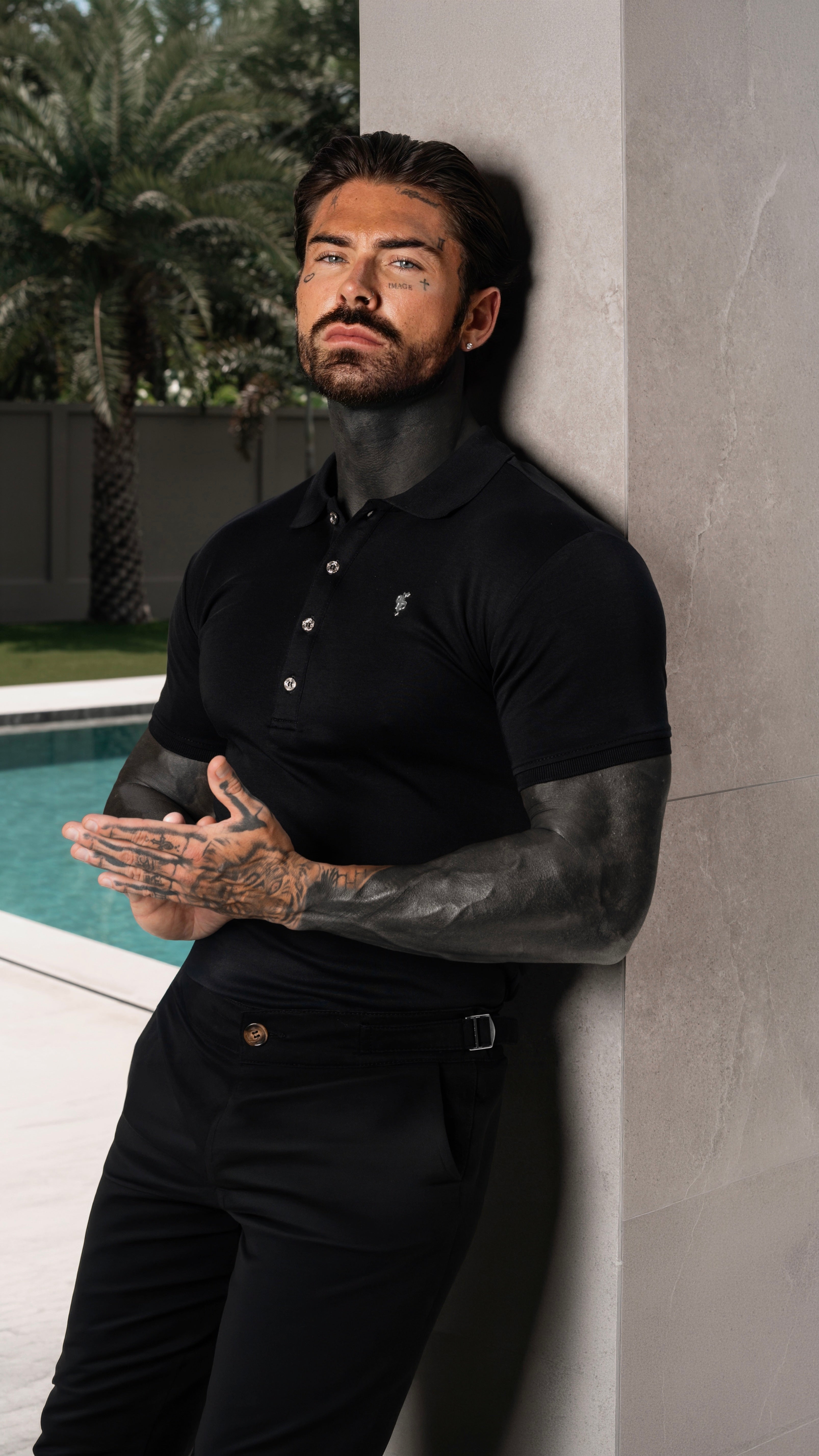 Classic Black / Silver Pima Cotton Polo Short Sleeve - FSH1546
