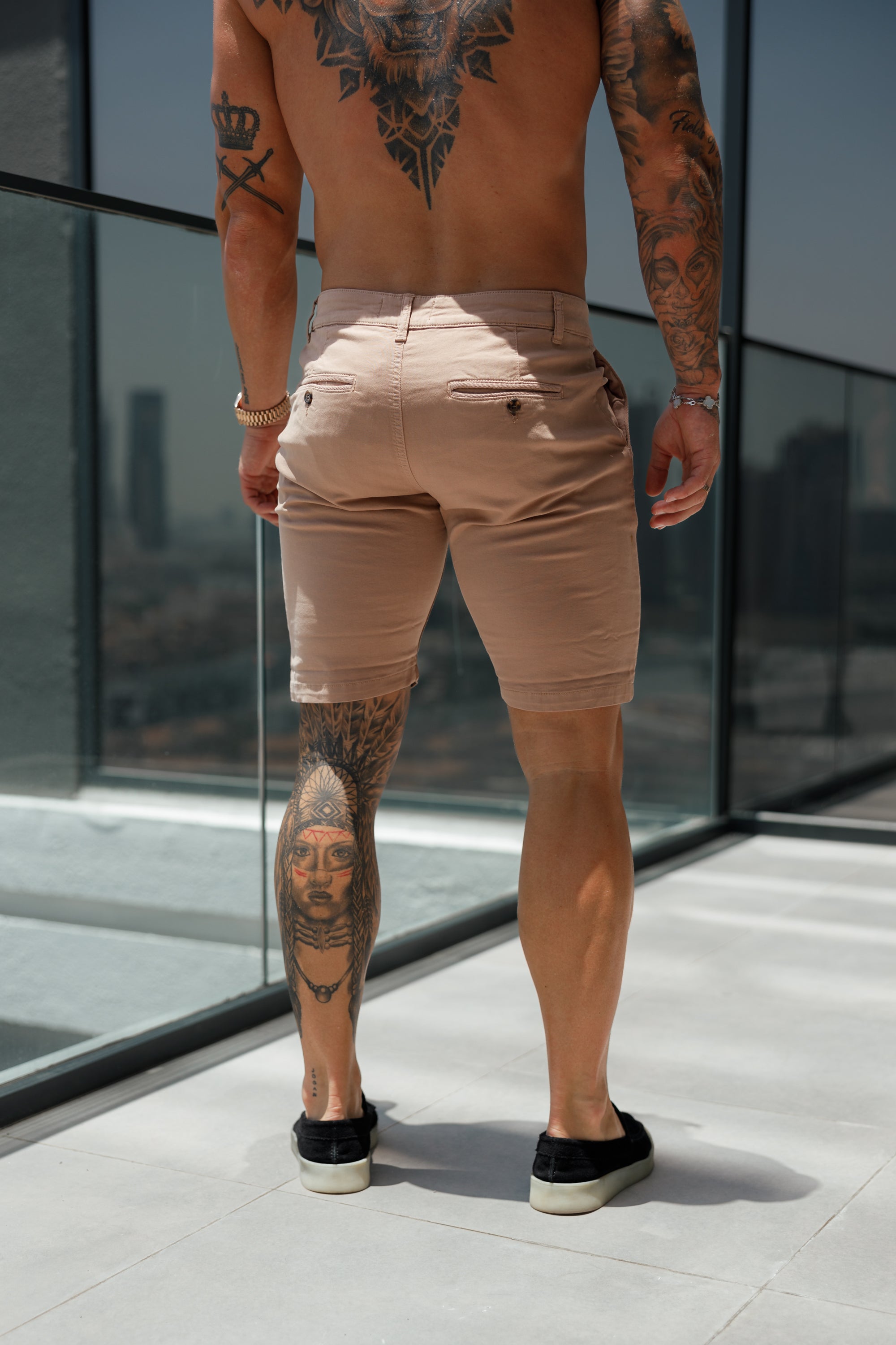 Slim Fit Coffee Chino Shorts - FSH989
