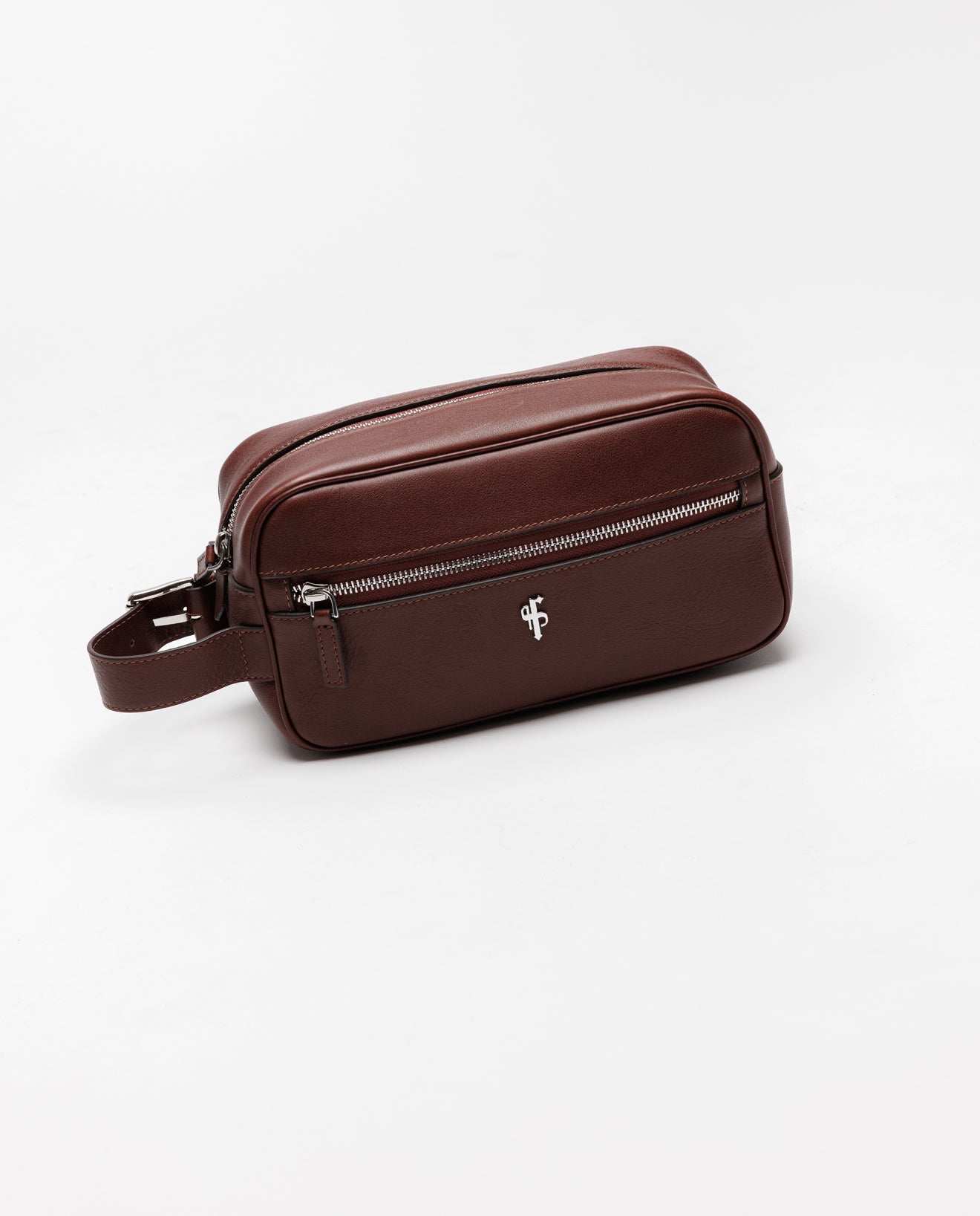 Dark Tan Leather Wash Bag - FSH1393