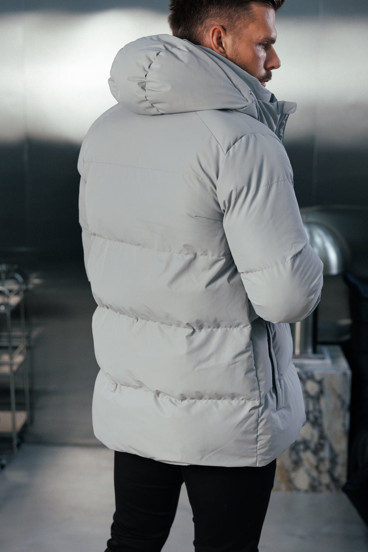 Mid Grey Padded Coat with Hood - FSN240 (PRE ORDER 24TH OCTOBER)