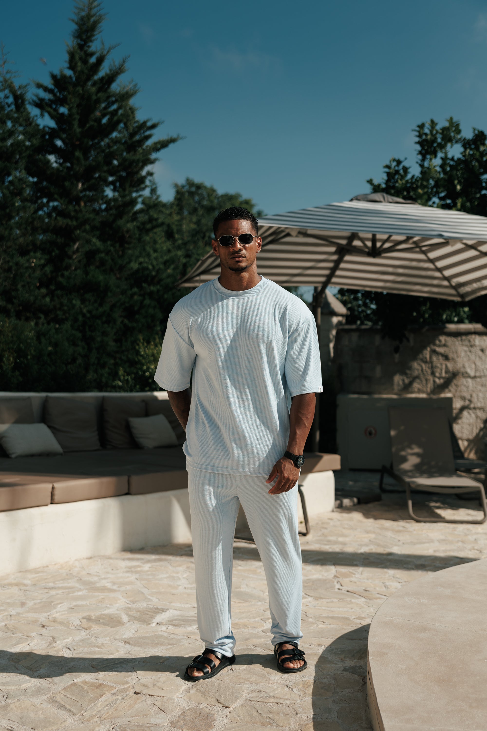Jersey Cord Slim Light Blue Trousers - FSR090