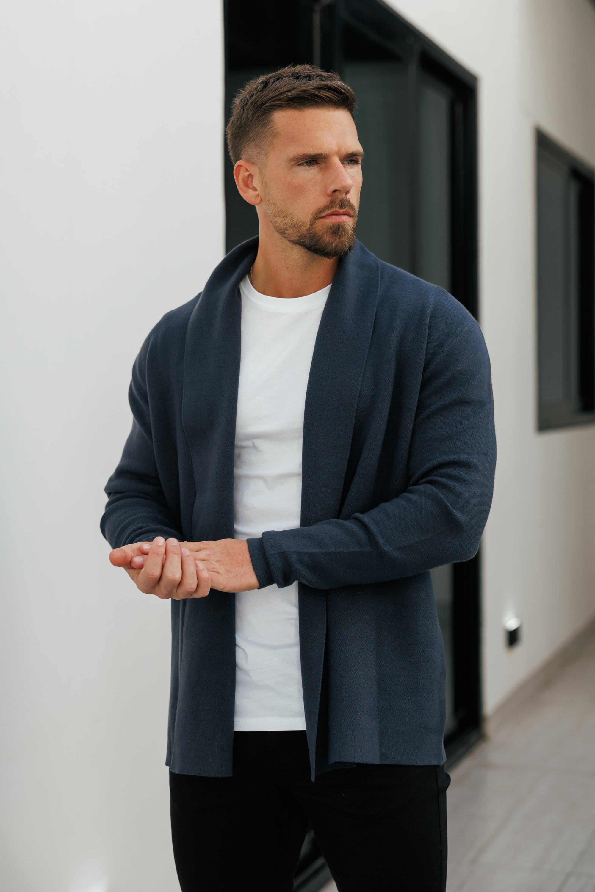 Soft Touch Shawl Cardigan Charcoal - FSA004