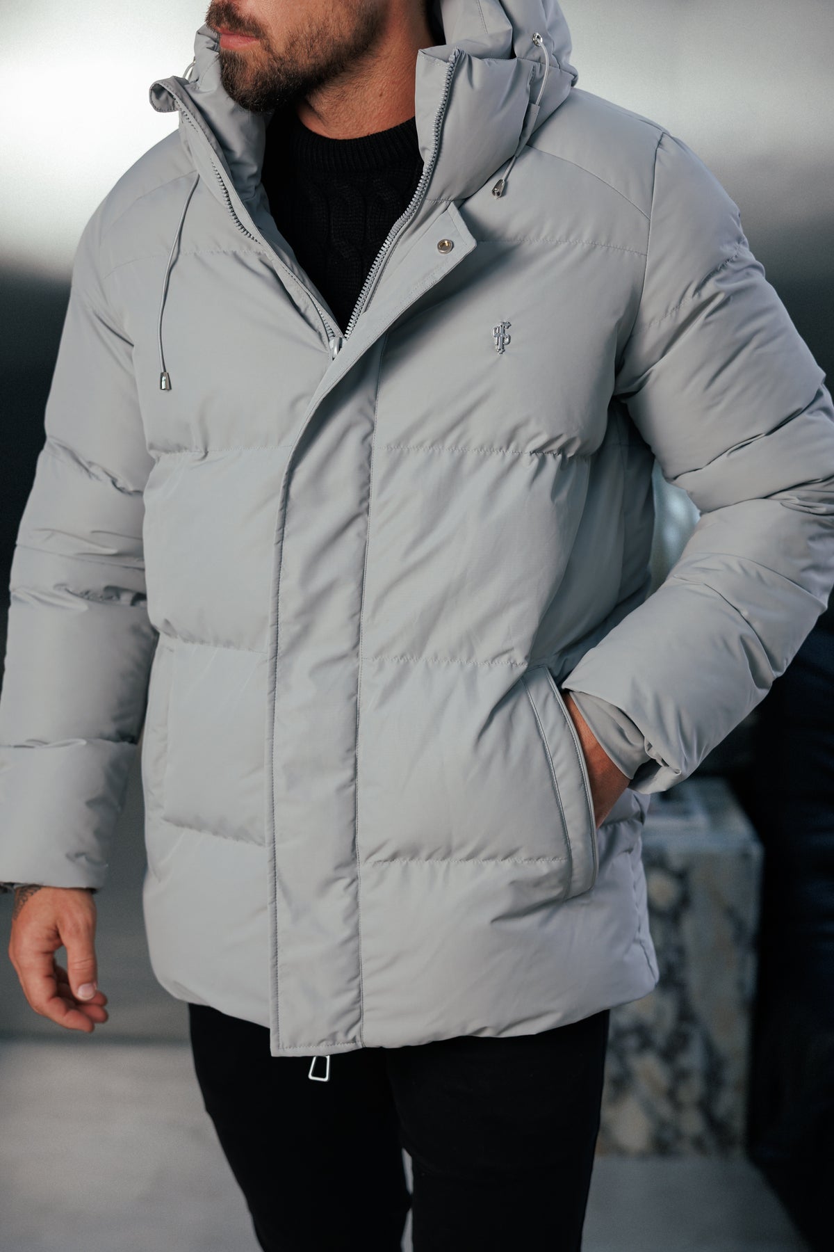 Mid Grey Padded Coat with Hood - FSN240 (PRE ORDER 24TH OCTOBER)