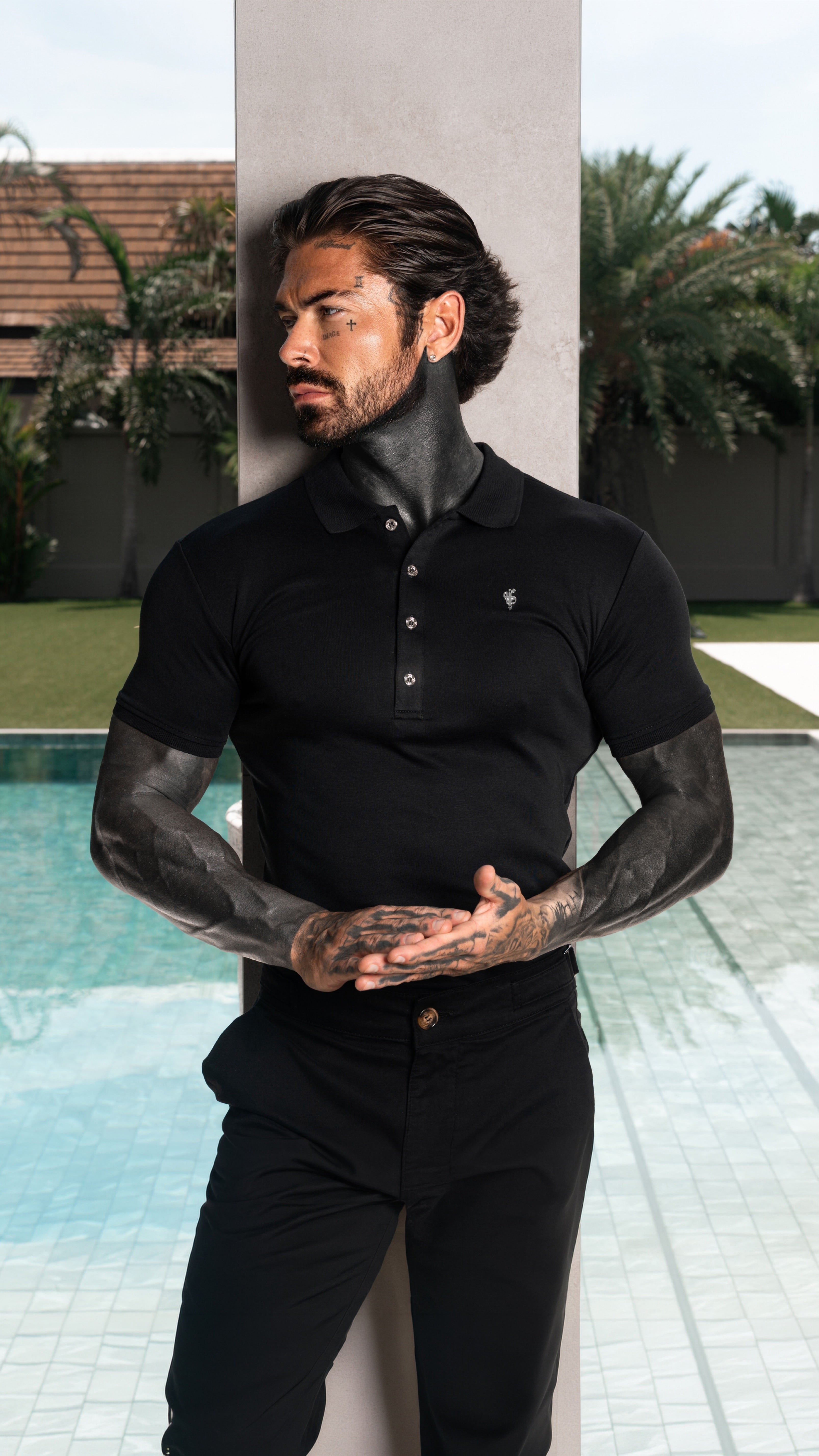 Classic Black / Silver Pima Cotton Polo Short Sleeve - FSH1546
