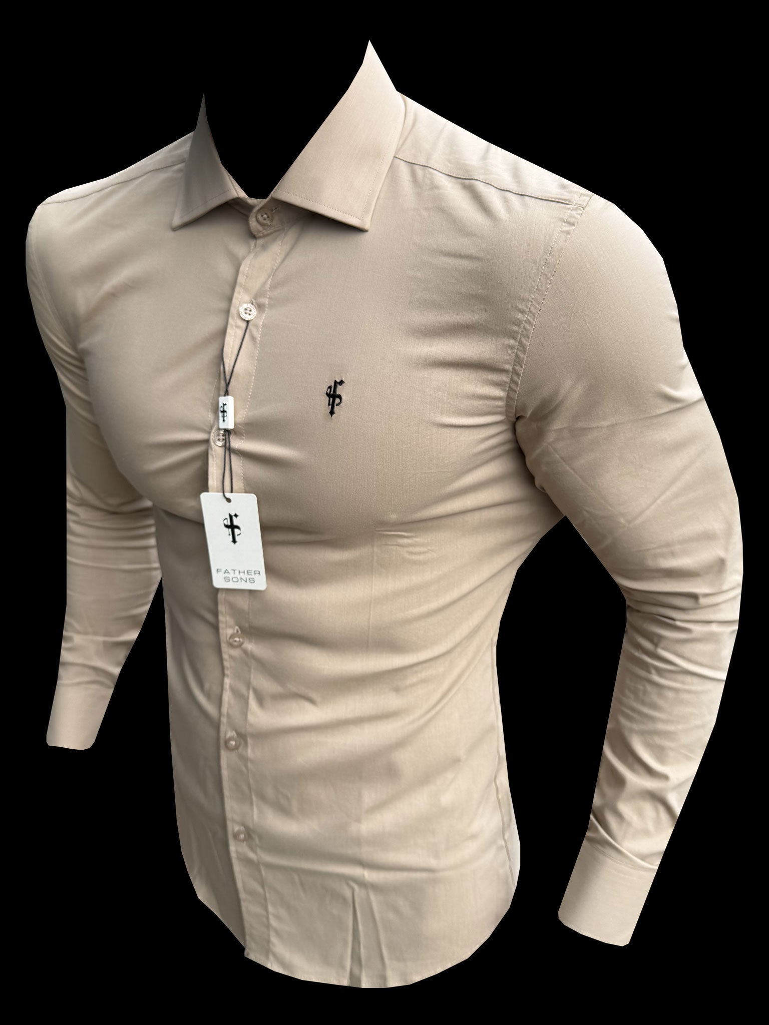 Muscle Fit Advanced Stretch Beige with Cutaway Collar - FS1166 (PRE ORDER 31ST MAY)