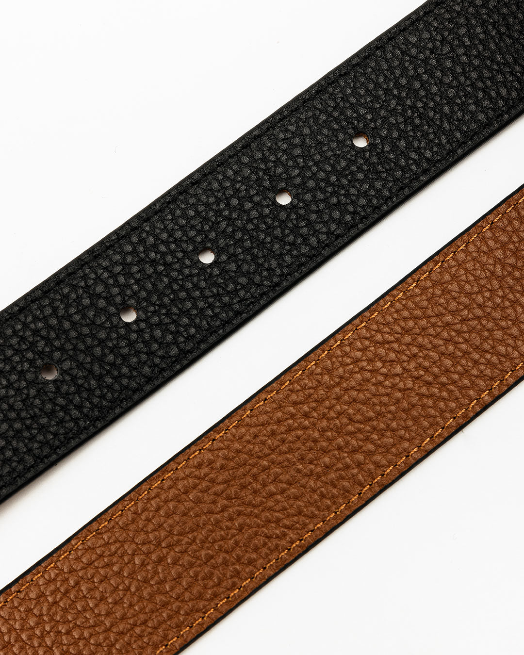 Black / Tan Leather Reversible Belt with Gold FS Buckle - FSBELT001