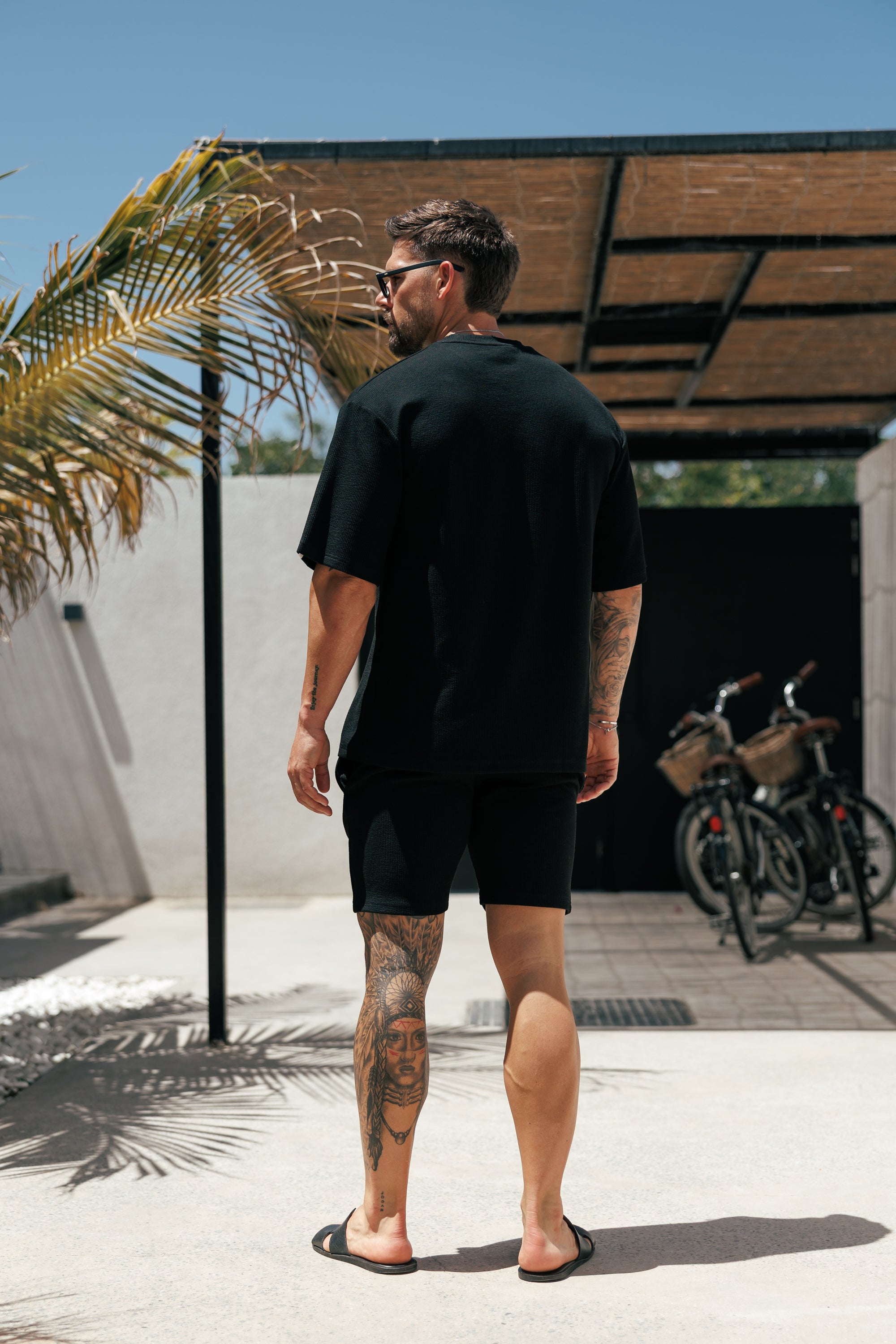 Jersey Cord Black Oversized T-Shirt - FSR102 (PRE ORDER 18TH JULY)
