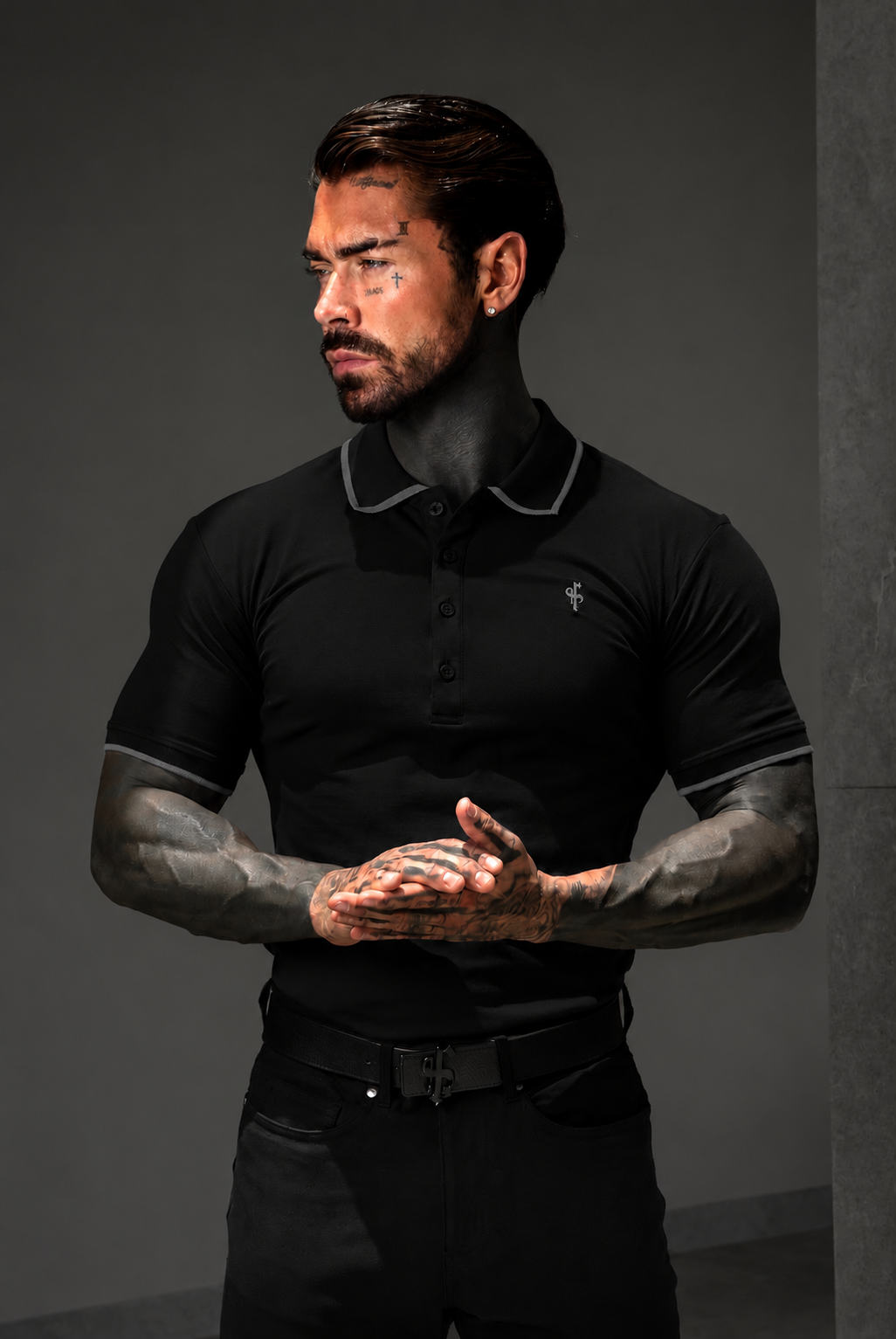Beige / White Polo Shirt With Contrast Collar and Sleeve - FSH1672 Info