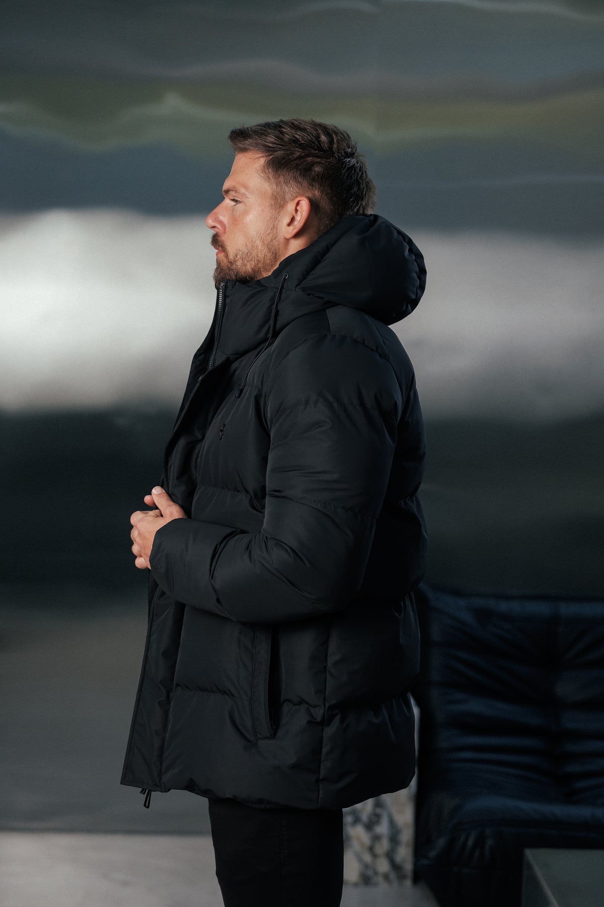Black Padded Coat with Hood - FSN234E (PRE ORDER 24TH OCTOBER)
