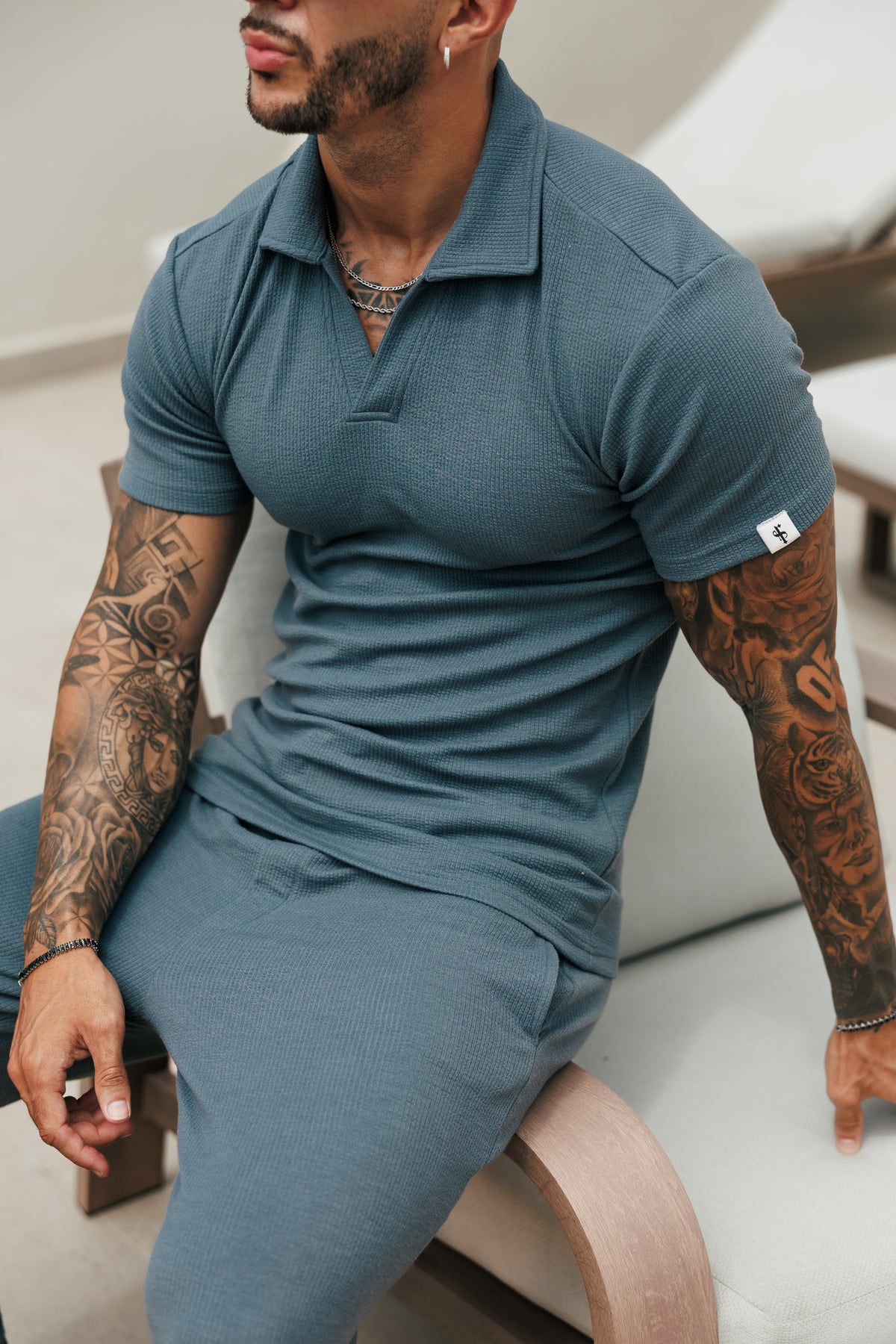 Gunmetal Jersey Cord Revere Polo Short Sleeve - FSR153 (PRE ORDER 22ND SEPTEMBER)