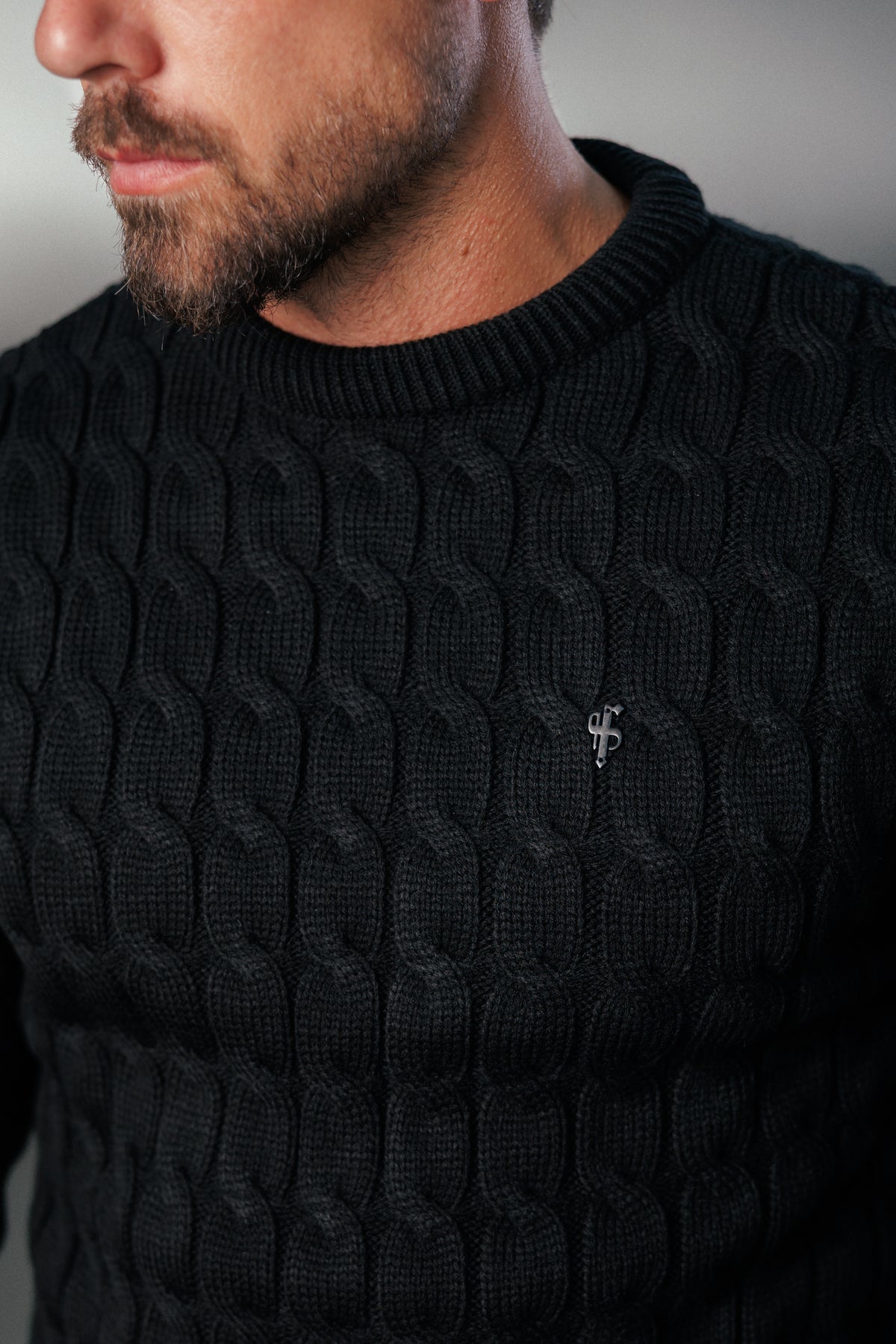 Chunky Cable Weave Knit Black Jumper - FSA055