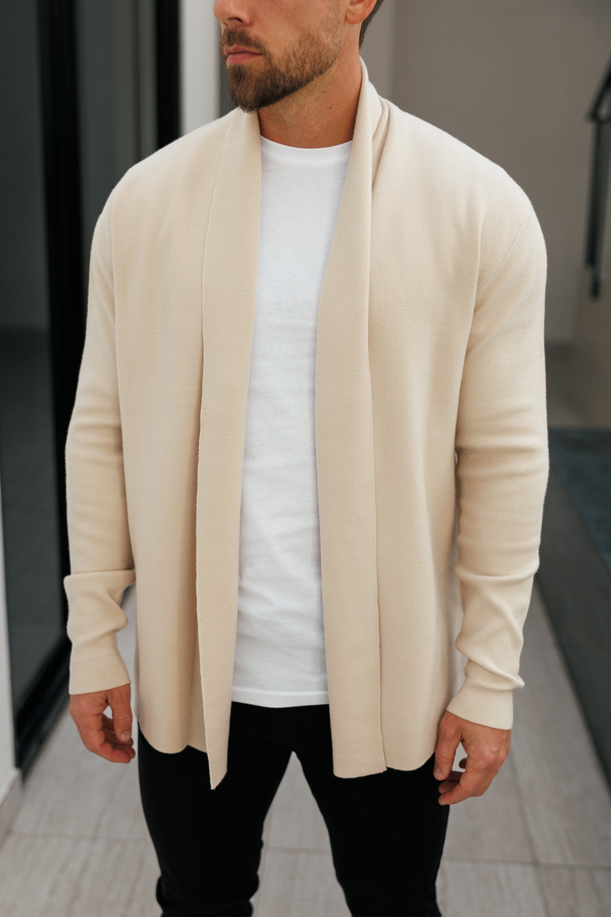 Soft Touch Shawl Cardigan Beige - FSA003