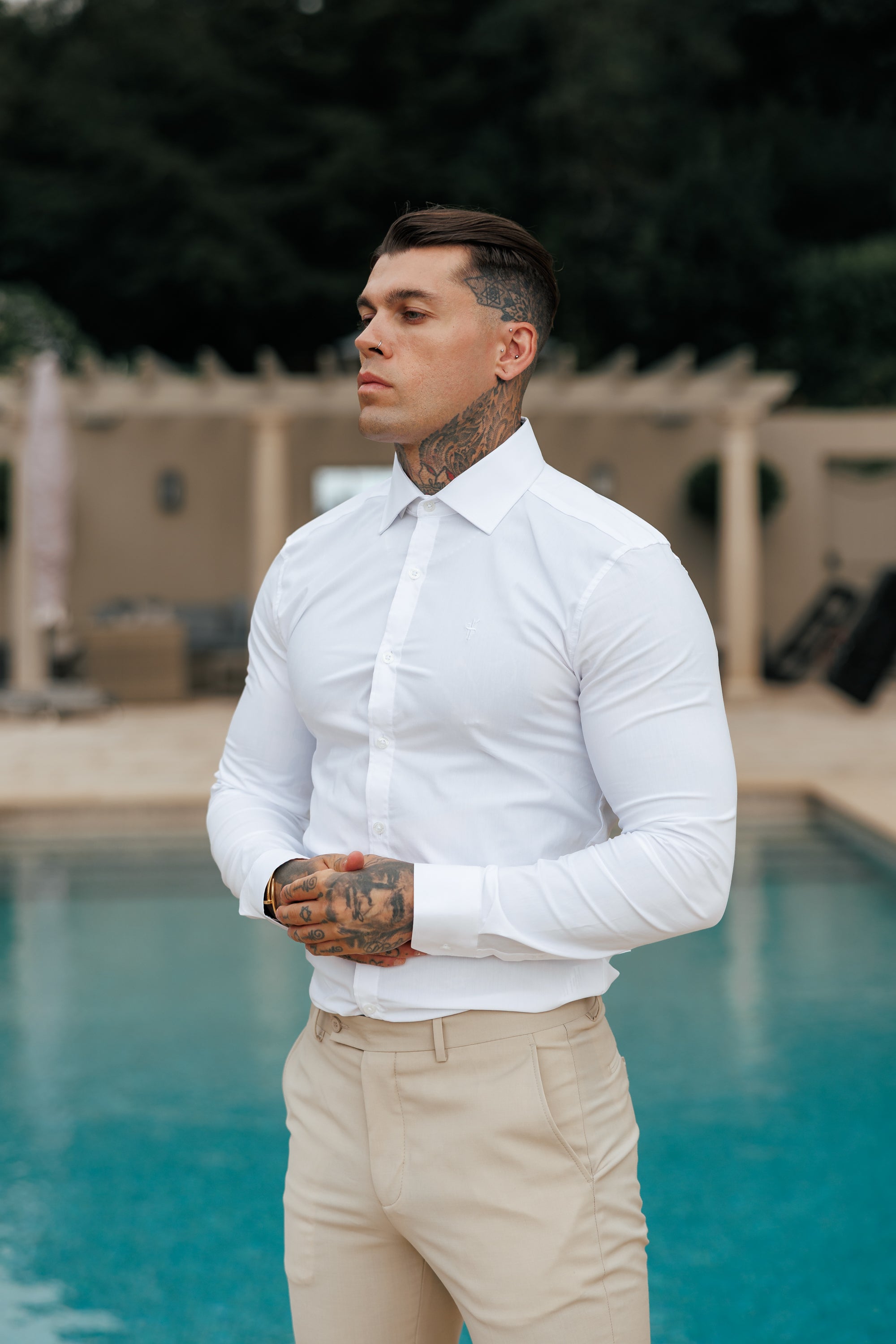 Super Slim Stretch Classic White with Cutaway Collar - FS1183